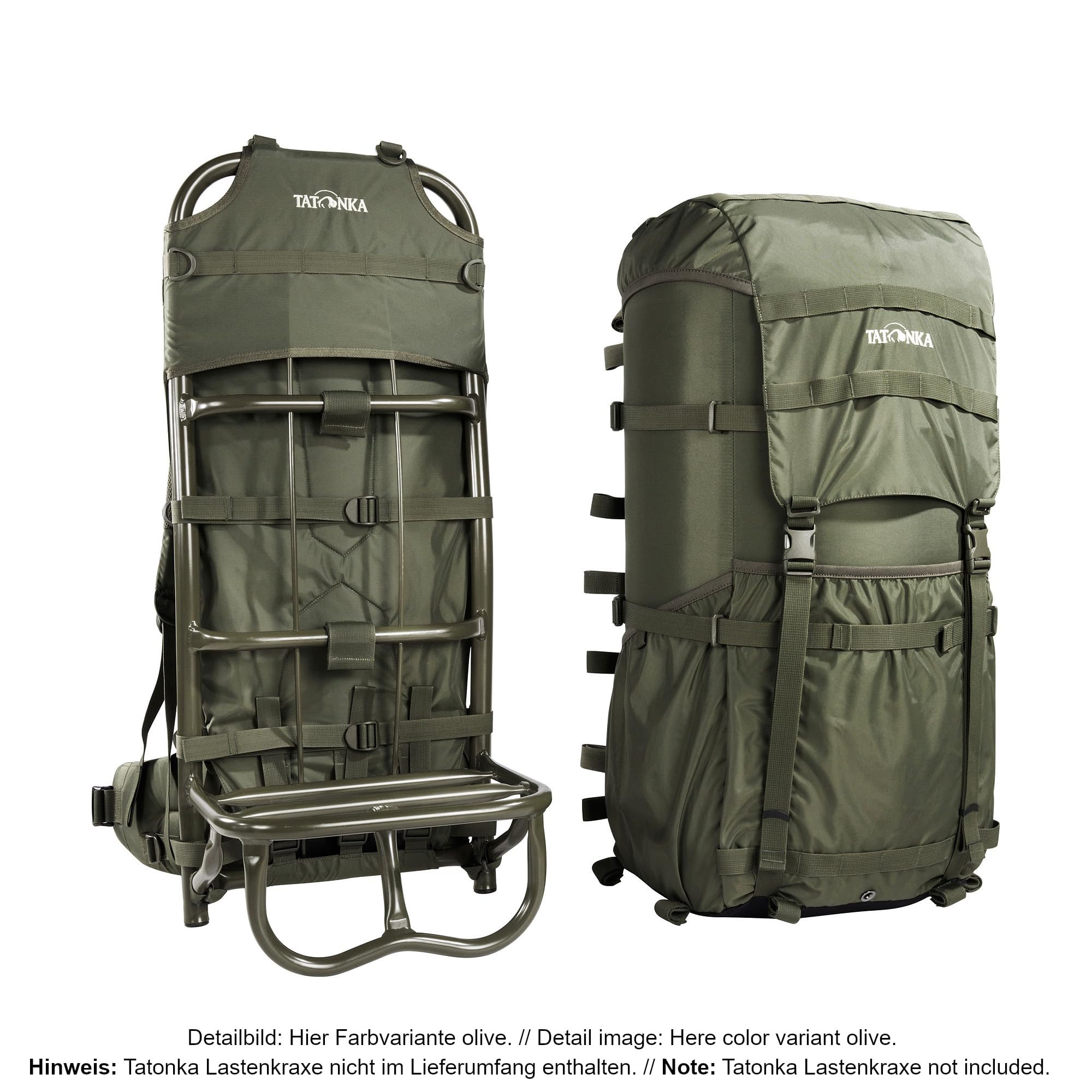 Tatonka Packsack 2 Lastenkraxe 80 Liter - Zum Umfunktionieren Lastenkraxe in einen Rucksack mit Tragegestell (black)
