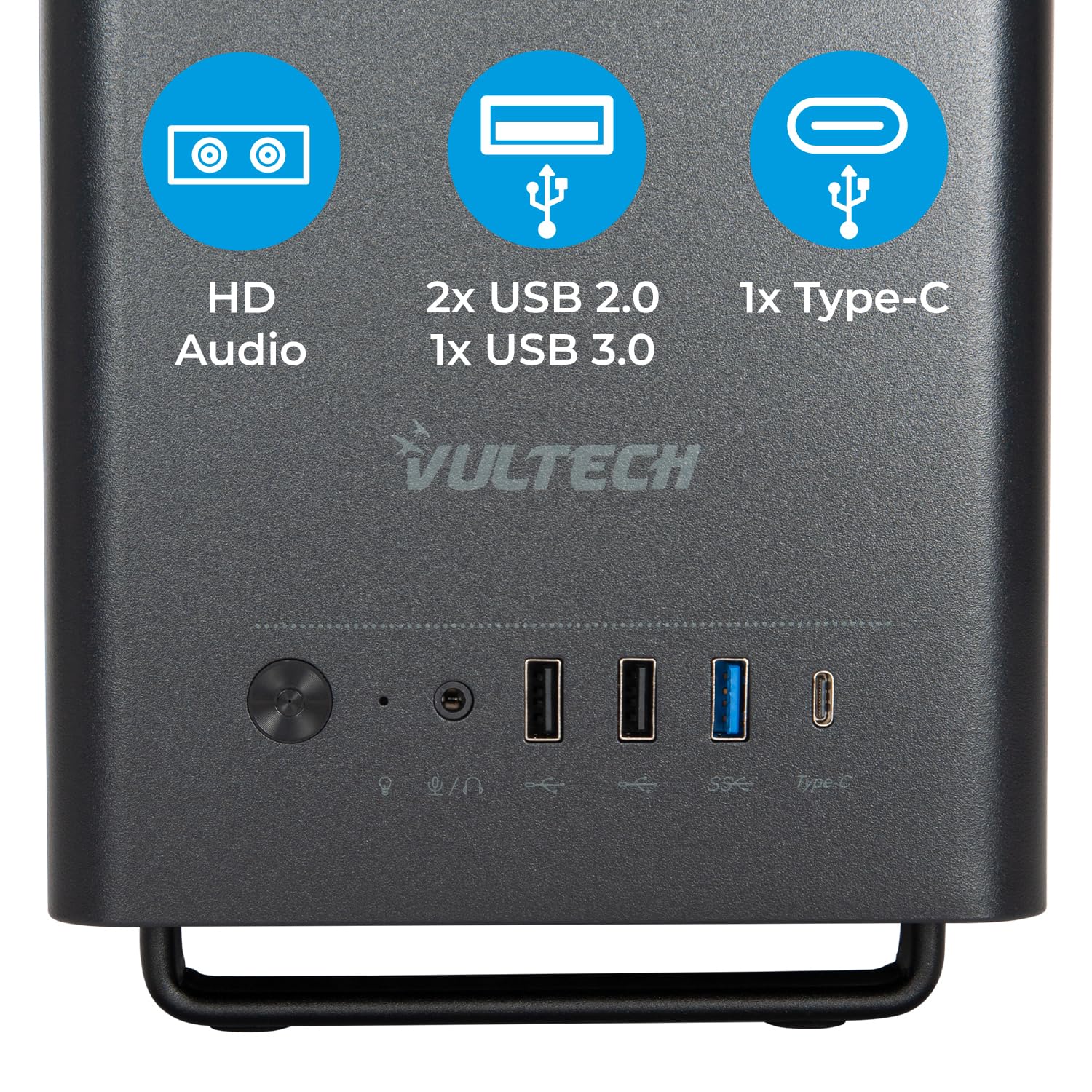 VulTech VCO-M1059-N Case PC Micro-ATX Compatto in Acciaio SPCC, Type-C, USB 3.0, Ventola 80mm Inclusa Senza Alimentatore, Nero