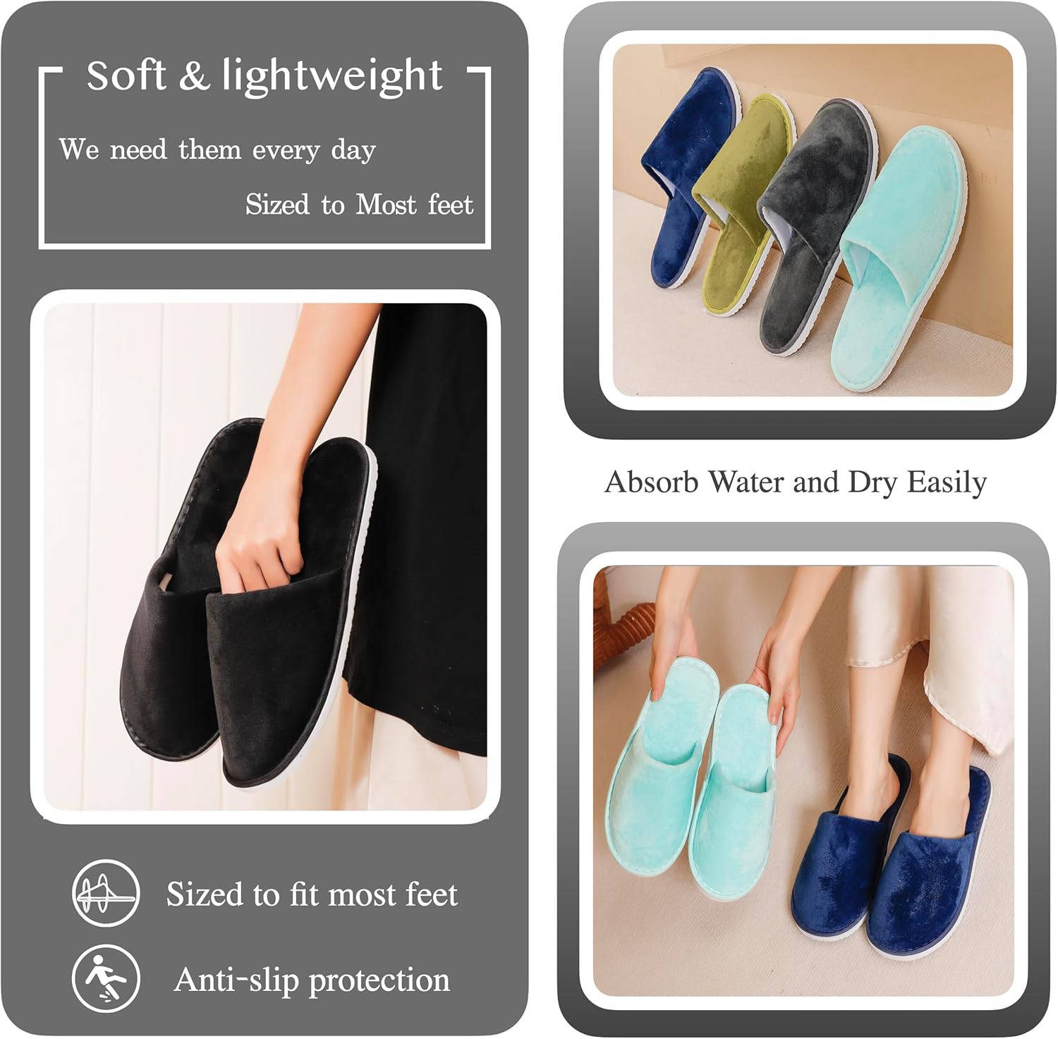 6-10 Pairs Spa Slippers, Non Slip Disposable Slippers For Guest, Washable Reusable, Which Can Be Used As Women Men, House, Indoor, Bathroom, Bedroom, Hotel, Bride Slippers - Image 5