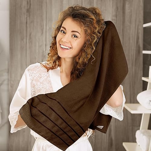 Miniatura 6 de Utopia Towels Juego de 4 toallas de baño de viscosa de gran tamaño, 100% algodón hilado en anillo (27 x 54 pulgadas), altamente absorbentes, toallas