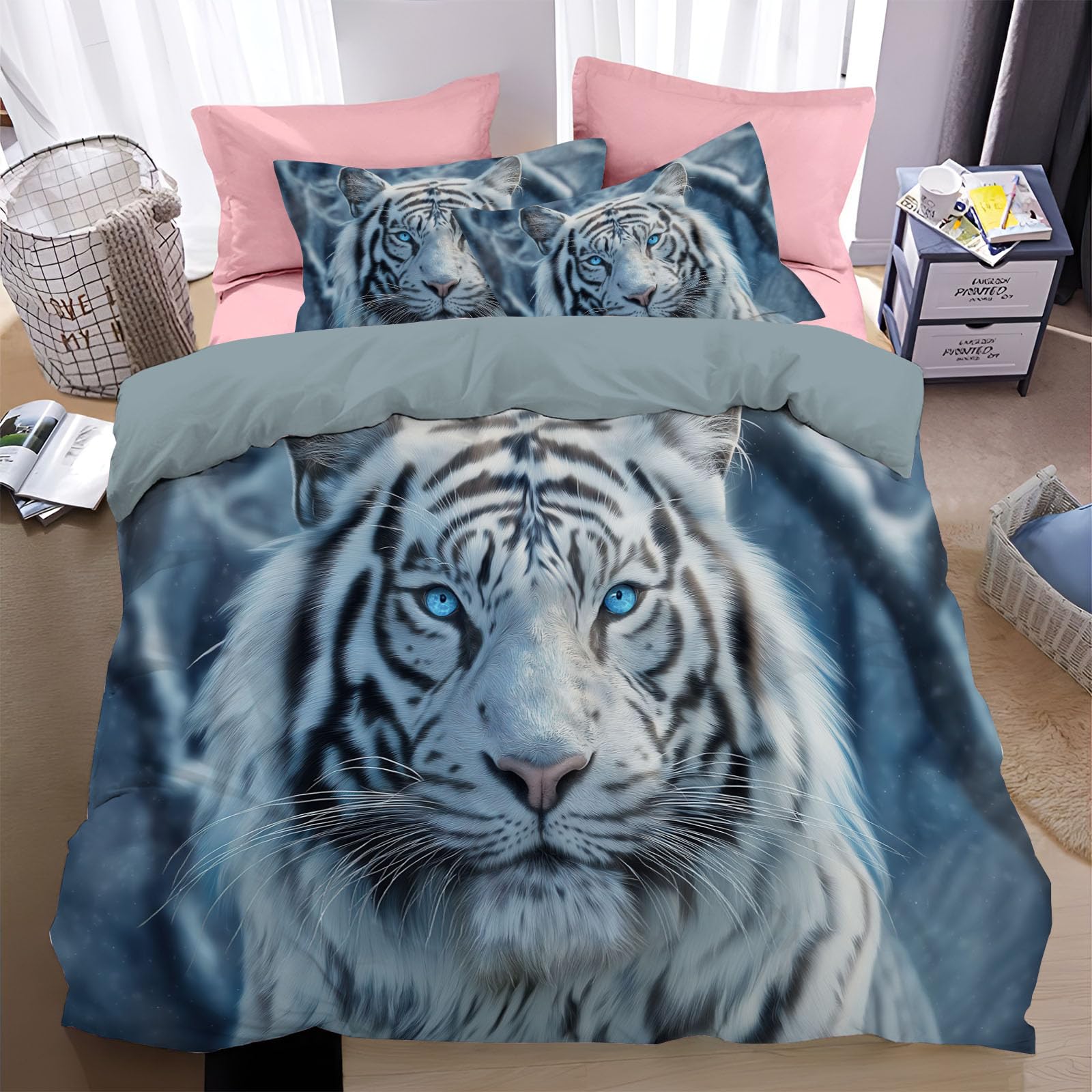 Ensemble de literie 240x260 en microfibre douce imprimé floral et cochon d'Inde