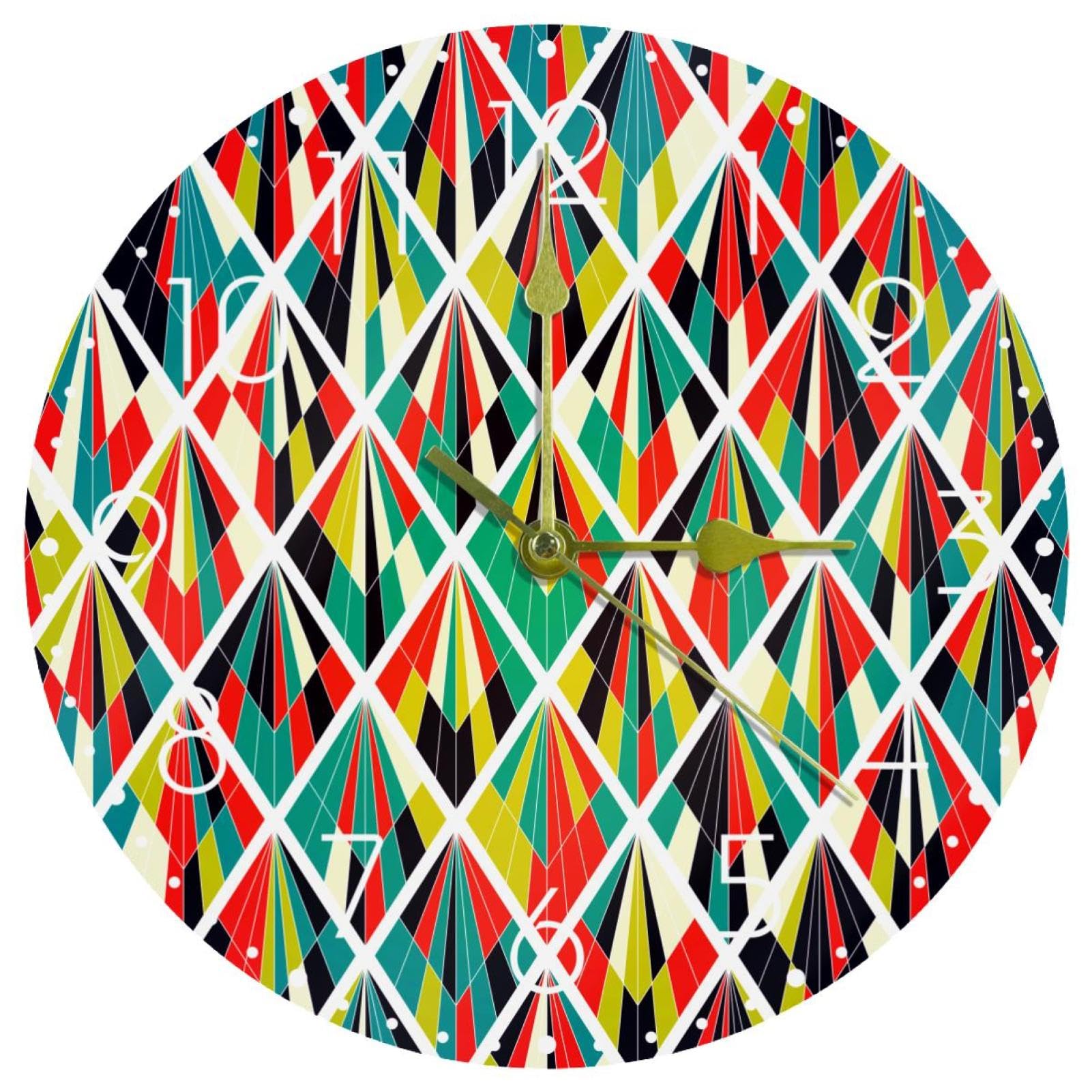 Horloge murale sans tic-tac silencieuse en acrylique géométrique pour chambre