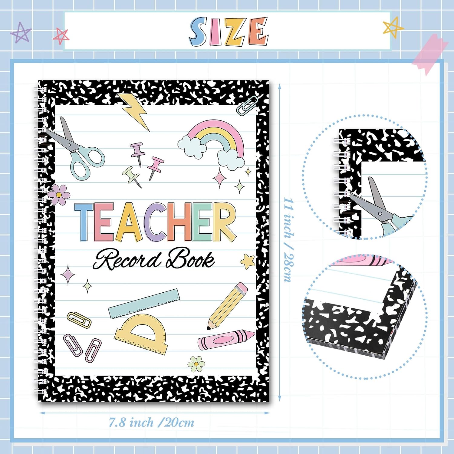 Fuyoooo Teacher Record Book 2026-2027 Grade Book Spiral Bound Black image 2