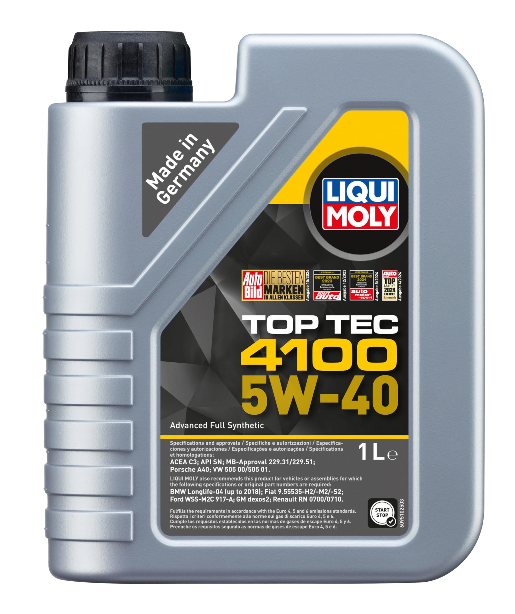 LIQUI MOLY Top Tec 4100 5W-40 | 1 L | Synthesis technology motor oil | SKU: 9510