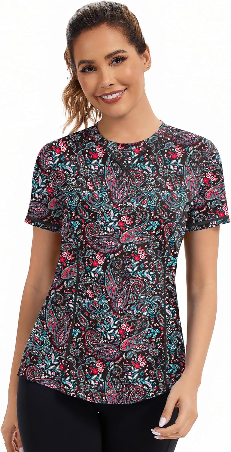 AVOOGUE Women's Short Sleeve Workout Tops Quick Dry Athletic UPF50+ Sun Protection Shirts Gym Hiking Running Yoga Clothes - Image 2