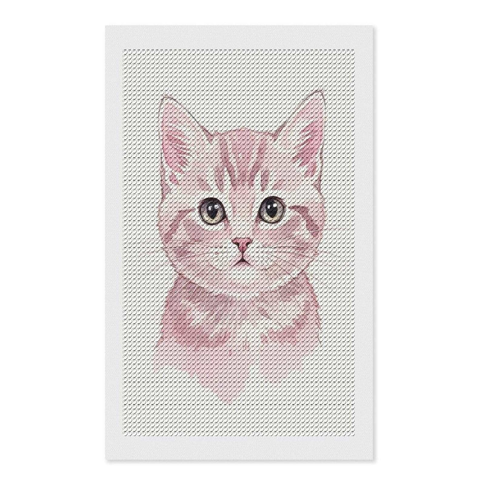 Junmoney Watercolor Painting of A Pink Kitten Diamond Painting Set 12"x20", Neat Printed Canvas, with Tool Kit, Bedroom Decor, Gift Idea, Complete Accessories