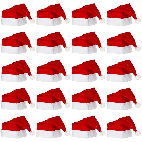 THE TWIDDLERS 20 Gorros de Navidad Sombrero de Papá Noel para Niños y Adultos, 2 Tamaños para Adultos y Niños