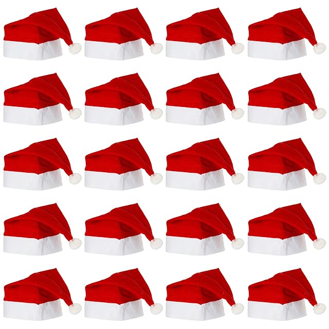 THE TWIDDLERS 20 Gorros de Navidad Sombrero de Papá Noel para Niños y Adultos, 2 Tamaños para Adultos y Niños