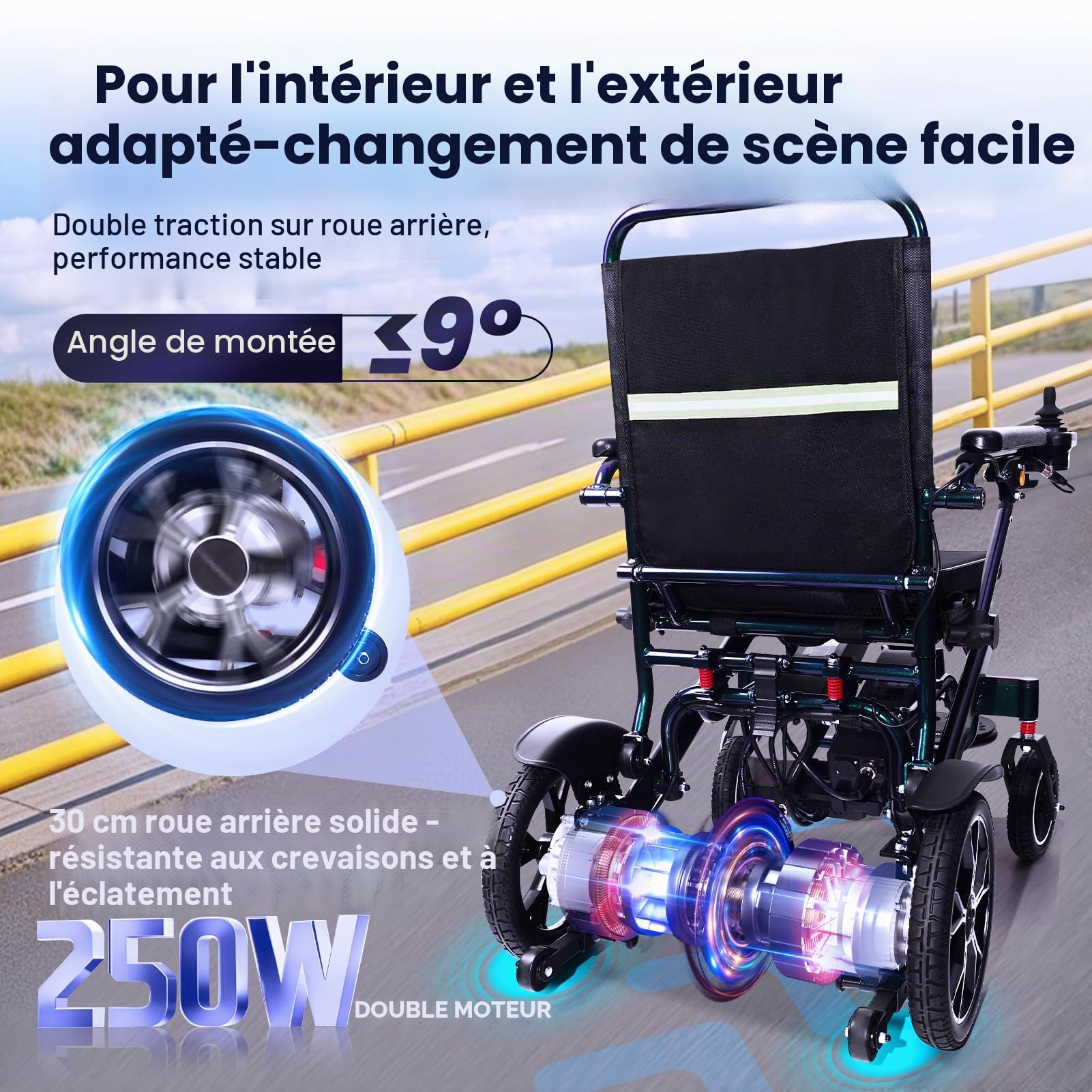 Chaises roulantes électriques ultra-légères pour adultes, pliables, avec télécommande, autonomie de 40 km, pour tous les terrains, réglables, télescopiques, homologuées pour le transport aérien