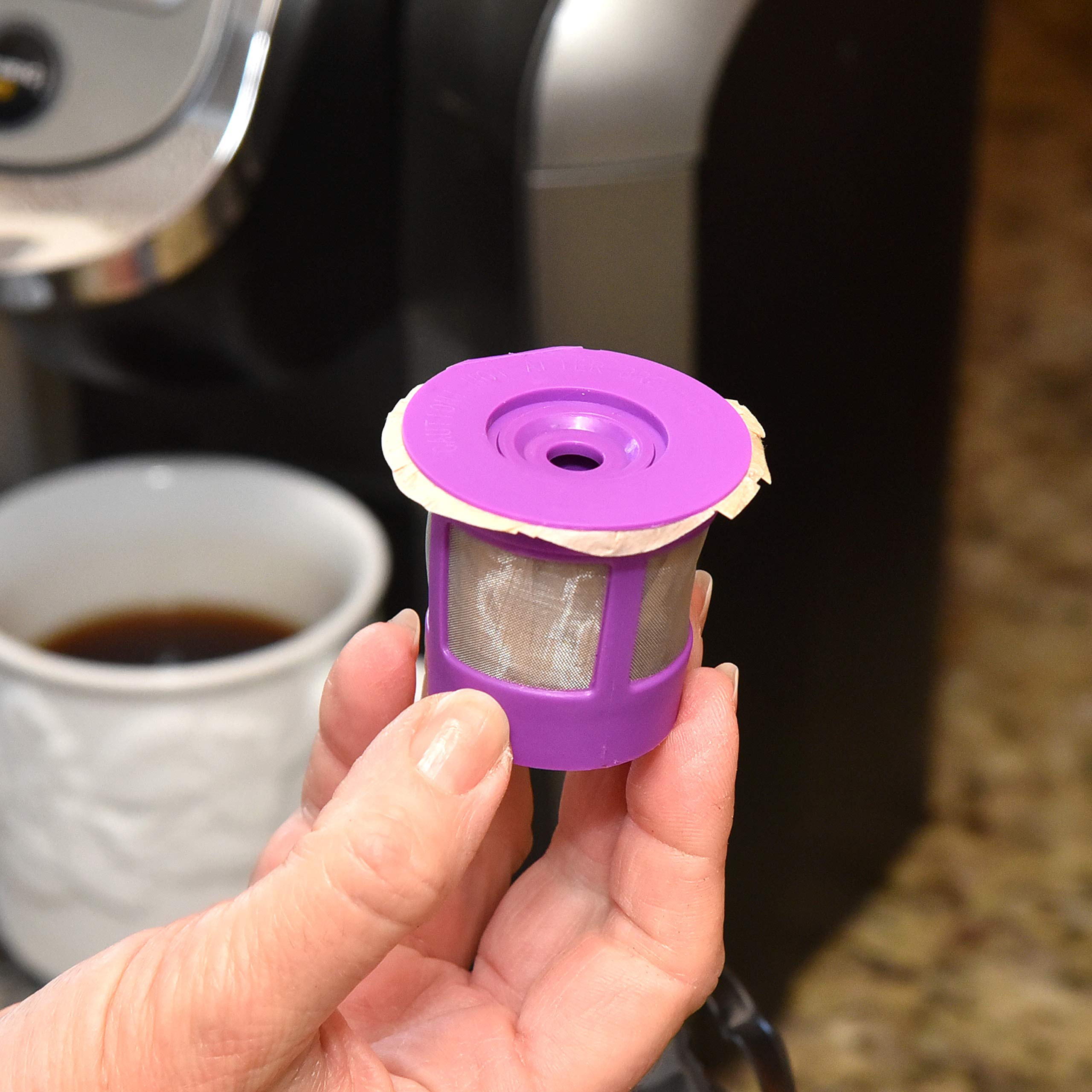 Delibru Filtros de papel sin blanquear con tapa para tazas K reutilizables (700/caja) filtros de café de papel para todas las marcas compatibles con todas las cápsulas reutilizables, 100% compostables