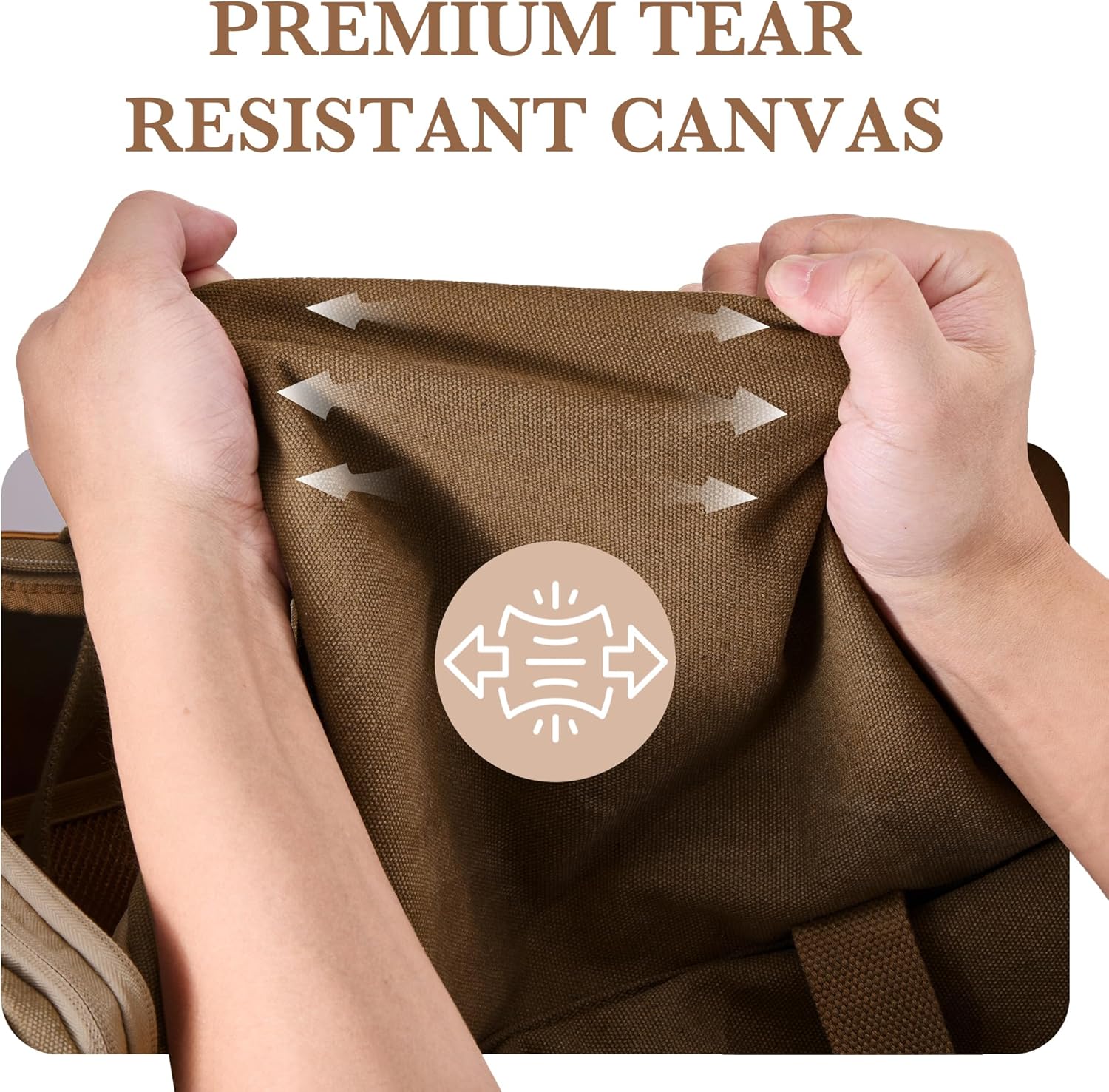 SHOWKOO Duffle Bag for Travel 60L Expandable Canvas Travel Bag Durable Vintage Weekender Overnight Carry On Bag for Men(Coffee) - Image 5