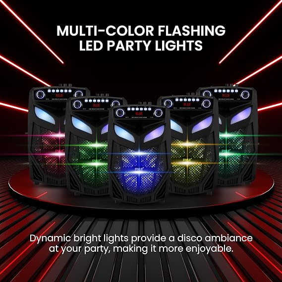 Pyle 800W Portable Bluetooth Speaker System Loud 12 Subwoofer, And Wireless Mic, Pa Speaker Is Wireless And Includes Wheels & 4 Hr Battery Life for Karaoke, Parties & Outdoors