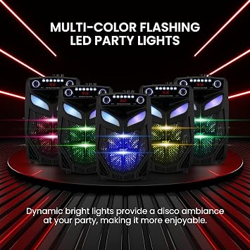 Pyle 800W Portable Bluetooth Speaker System Loud 12 Subwoofer, And Wireless Mic, Pa Speaker Is Wireless And Includes Wheels & 4 Hr Battery Life for Karaoke, Parties & Outdoors