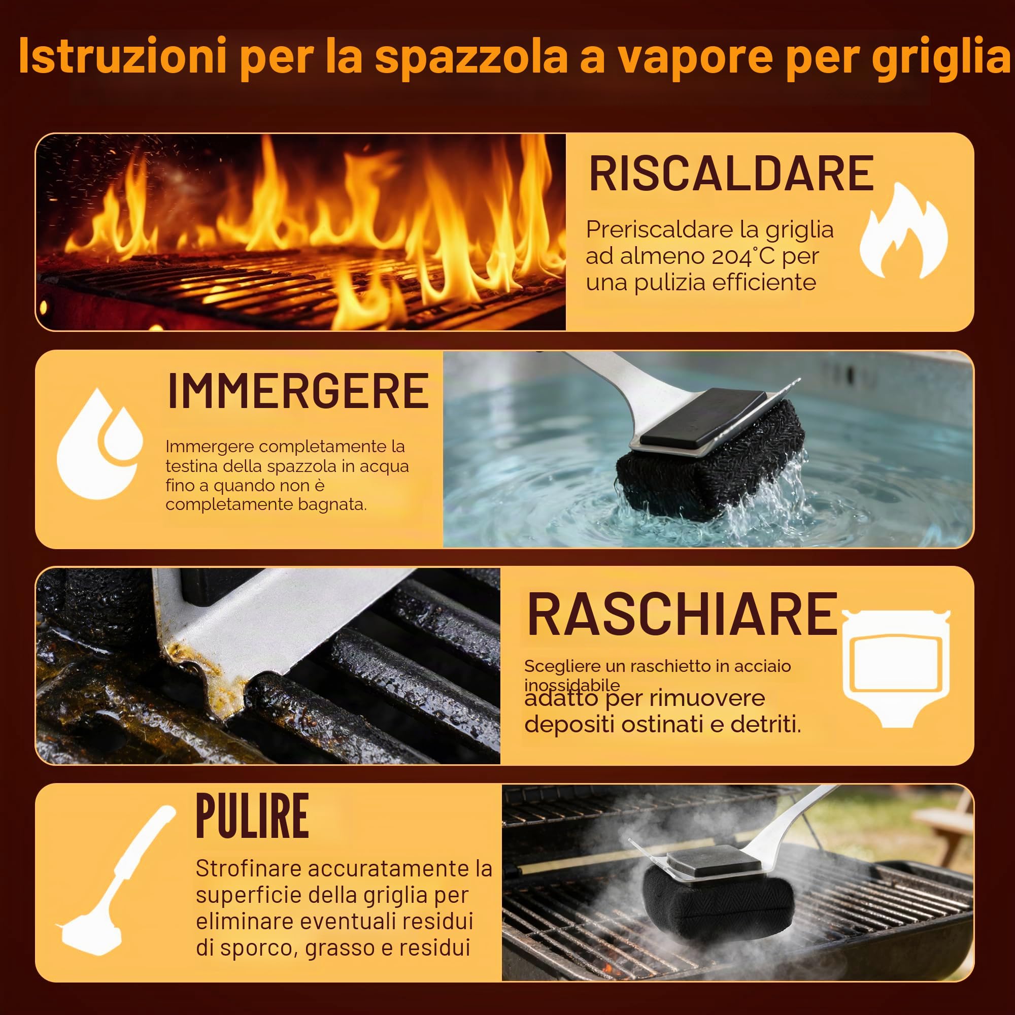 Pietuley Spazzola Barbecue Senza Setole con Raschietto, Sicurezza Accessori Griglia Utensili Barbecue Smoker BBQ Accessori, Attrezzi BBQ a Gas, Prodotti Pulizia Forno,Spazzole per Pulire Griglia a Gas