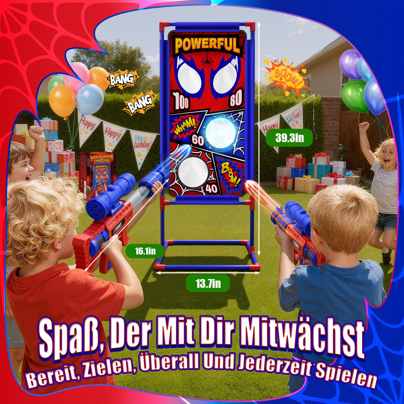 Spielzeug ab 3-12 Jahre Junge, Schießspiele mit 2 Air Pistole Guns mit Visier|4 Punktzonen|24 Schaumball, Outdoor Garten Spiele Geschenk Junge 4 5 6 7 8 9 10 Jahre Geburtstag Ostergeschenke Kinder