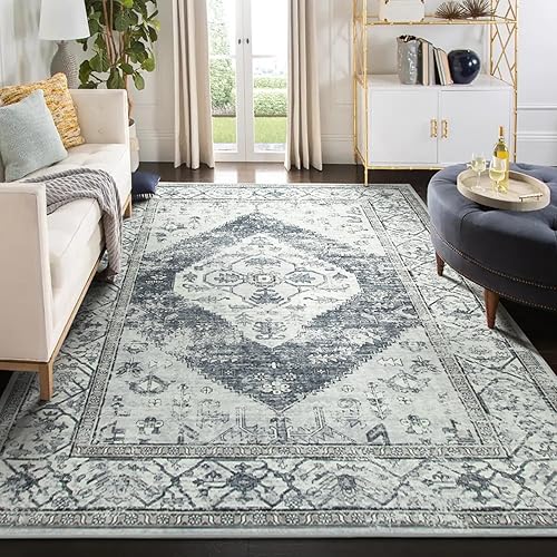 Miniatura 6 de Lahome Alfombras bohemias para sala de estar, alfombra de área de 5 x 7 pies, lavable, antideslizante, resistente al satén, alfombra de comedor,