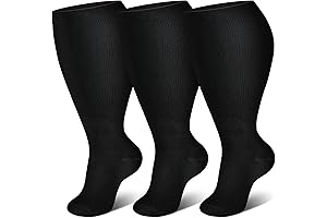 Genovega 3 Pairs Plus Size Compression Socks Extra Wide Calves