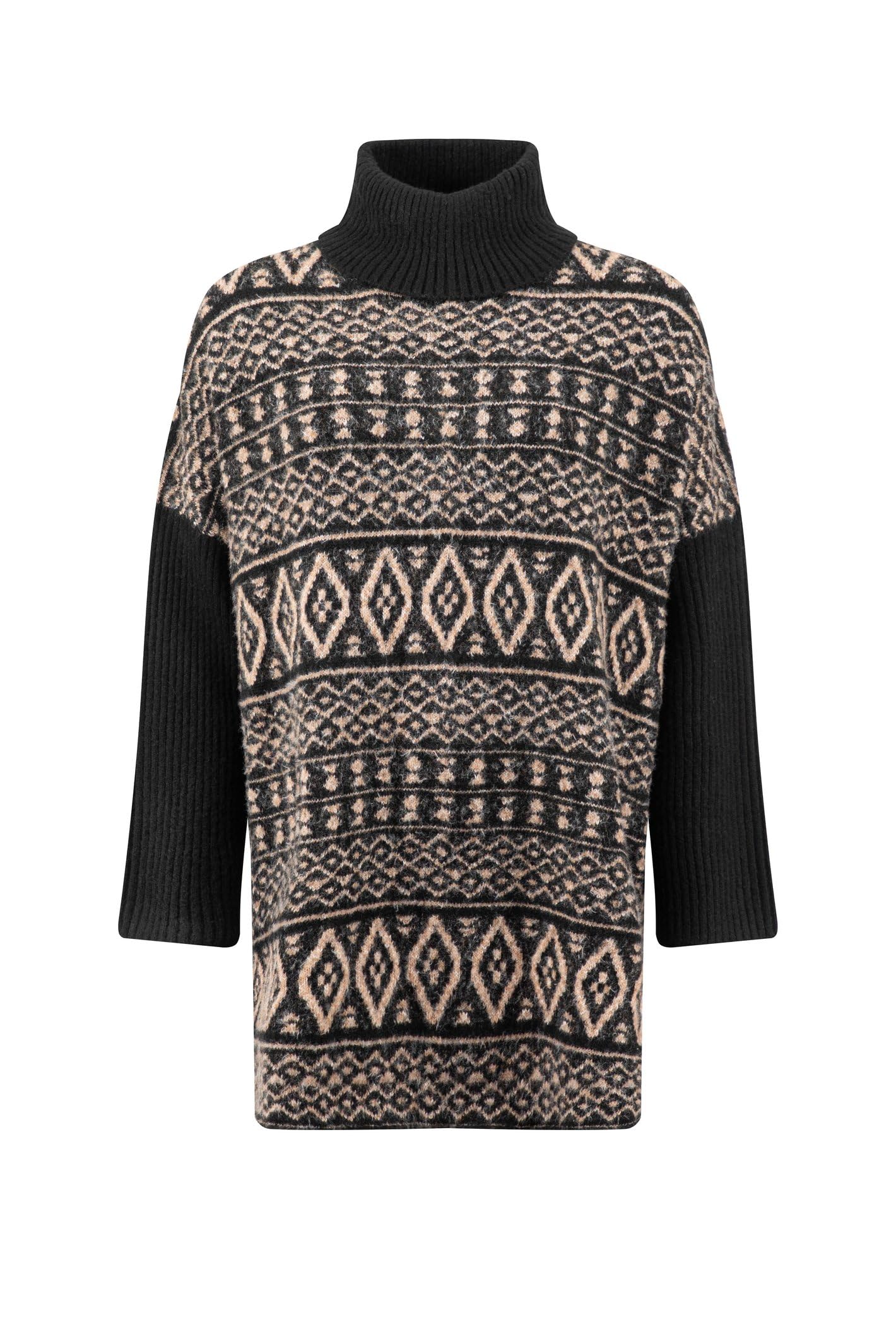 Weird Fish Fifi Knitted Roll Neck Tunic Jumper Black Size 10