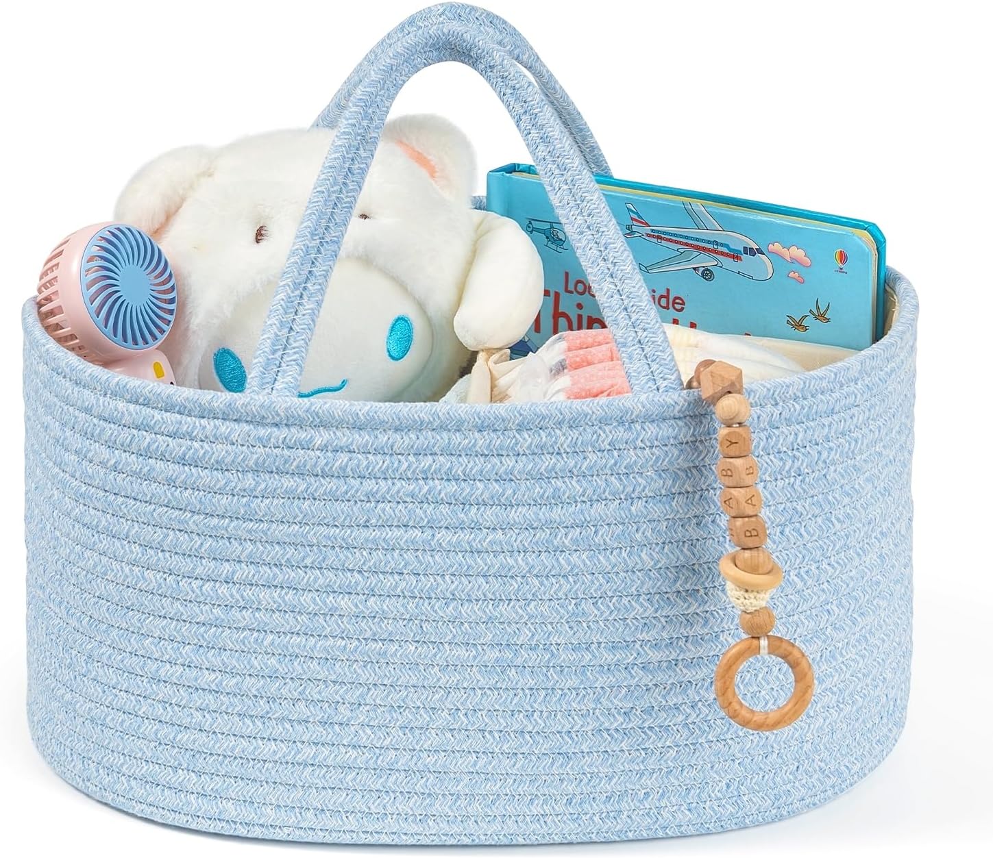 Diaper Caddy Organizer, Empty Gift Basket for Newborn Essentials, Baby Storage Basket, Stylish Gift Bag for Baby Shower, Boys and Girls – Large, Light Blue