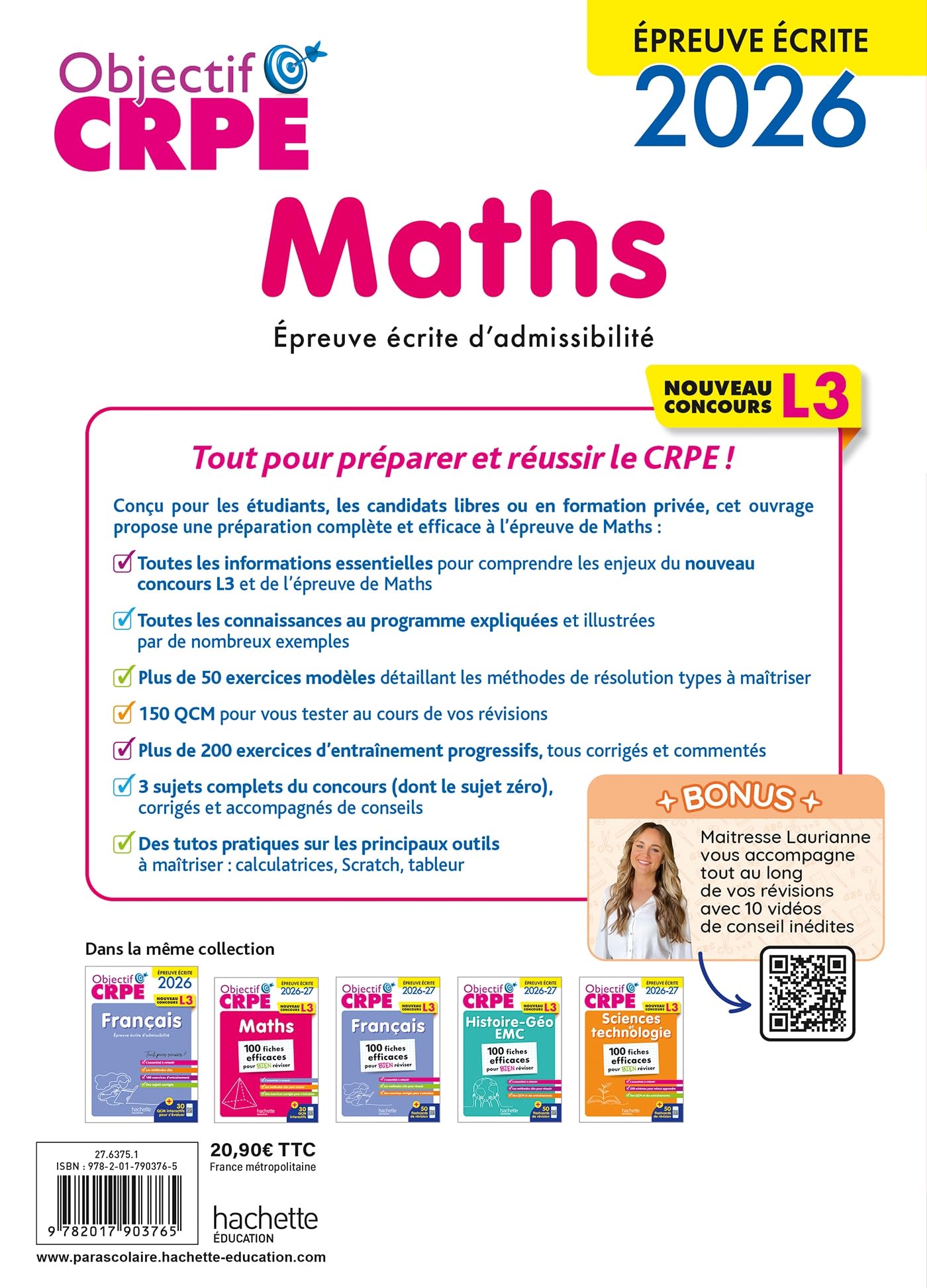 Objectif CRPE 2026-2027 - Maths - épreuve écrite d'admissibilité L3