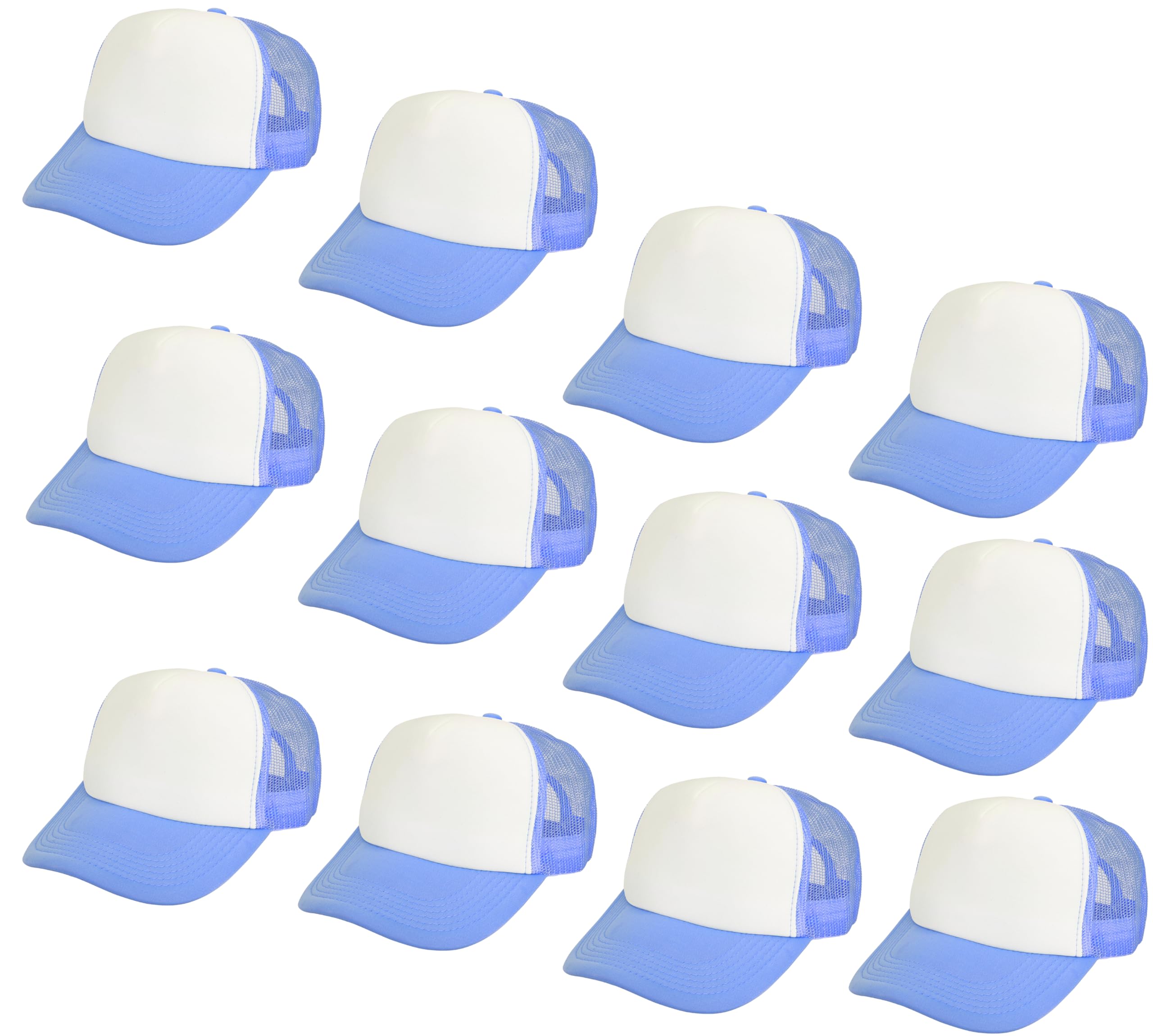 Gelante 12 gorras de camionero en blanco por sublimación, 5 paneles de malla, gorra de béisbol a granel