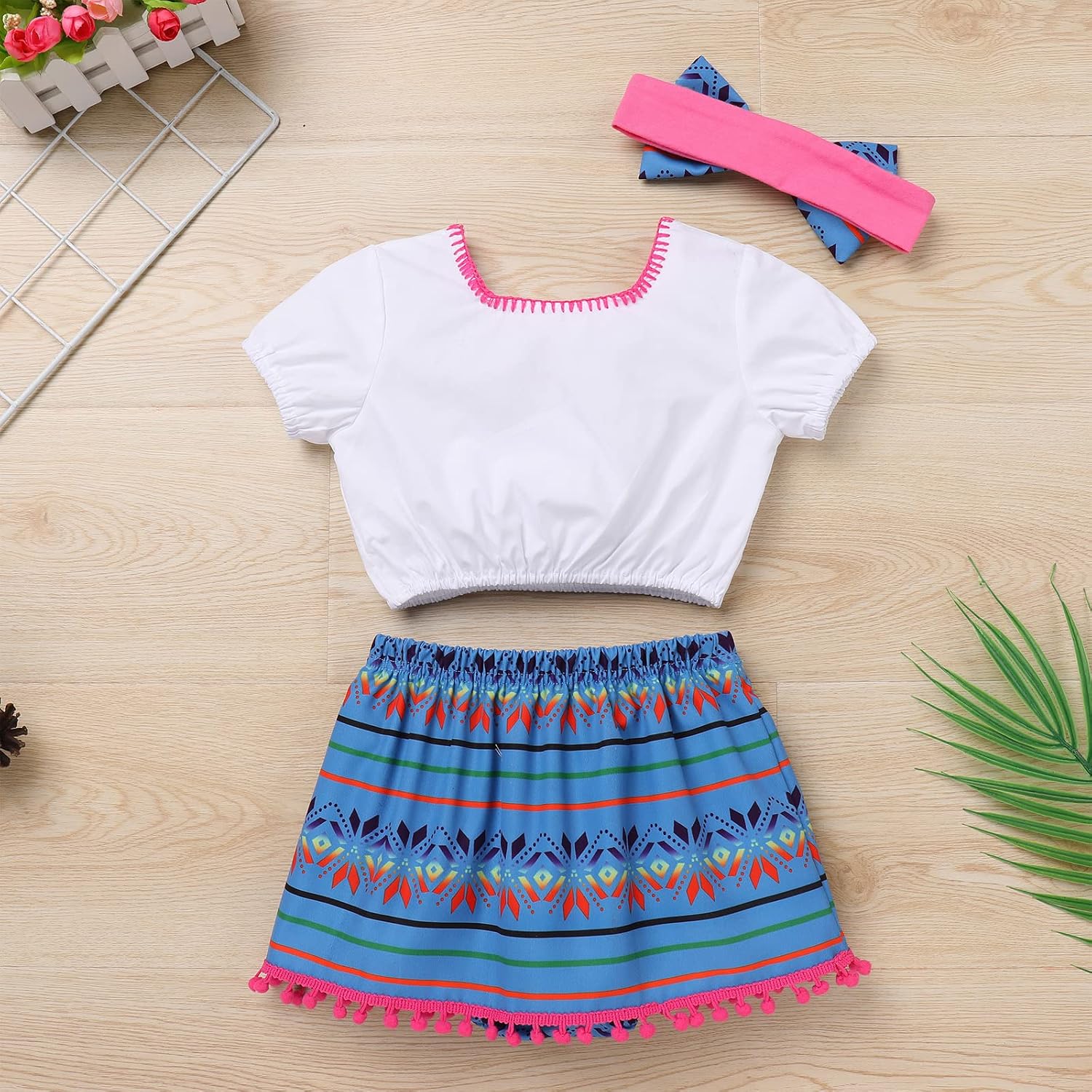 OBEEII Infant Baby Girl Mexican Outfit Floral Print Top+ Skirt Romper Dress + Headband Cinco De Mayo Fiesta Party Clothes Set