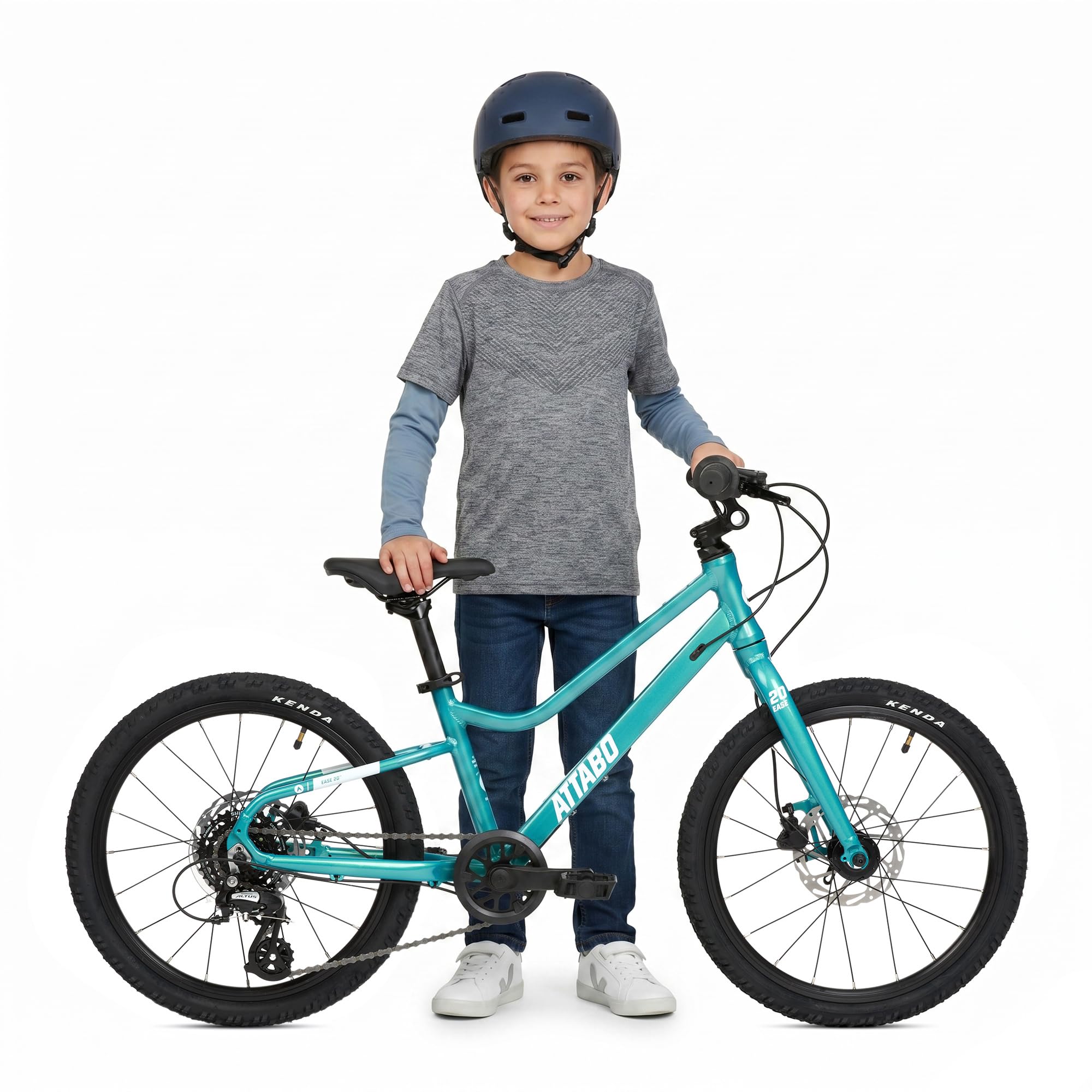 ATTABO Ease 20 Zoll Kinderfahrrad für Kinder 6–9 Jahre, Leichter Aluminiumrahmen, 7-Gang-Schaltung, hydraulische Scheibenbremsen