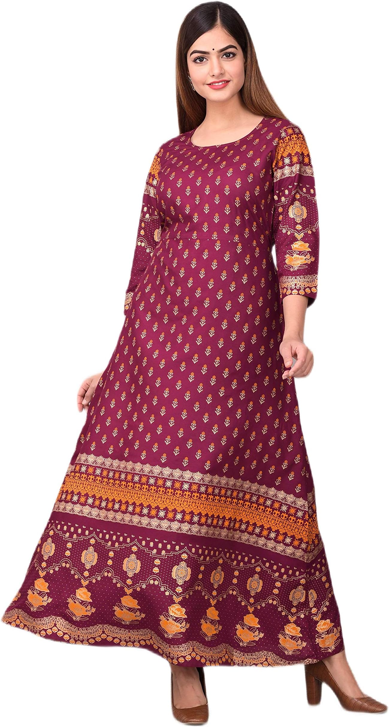 Royansh Women's Printed Rayon Anarkali Kurta
