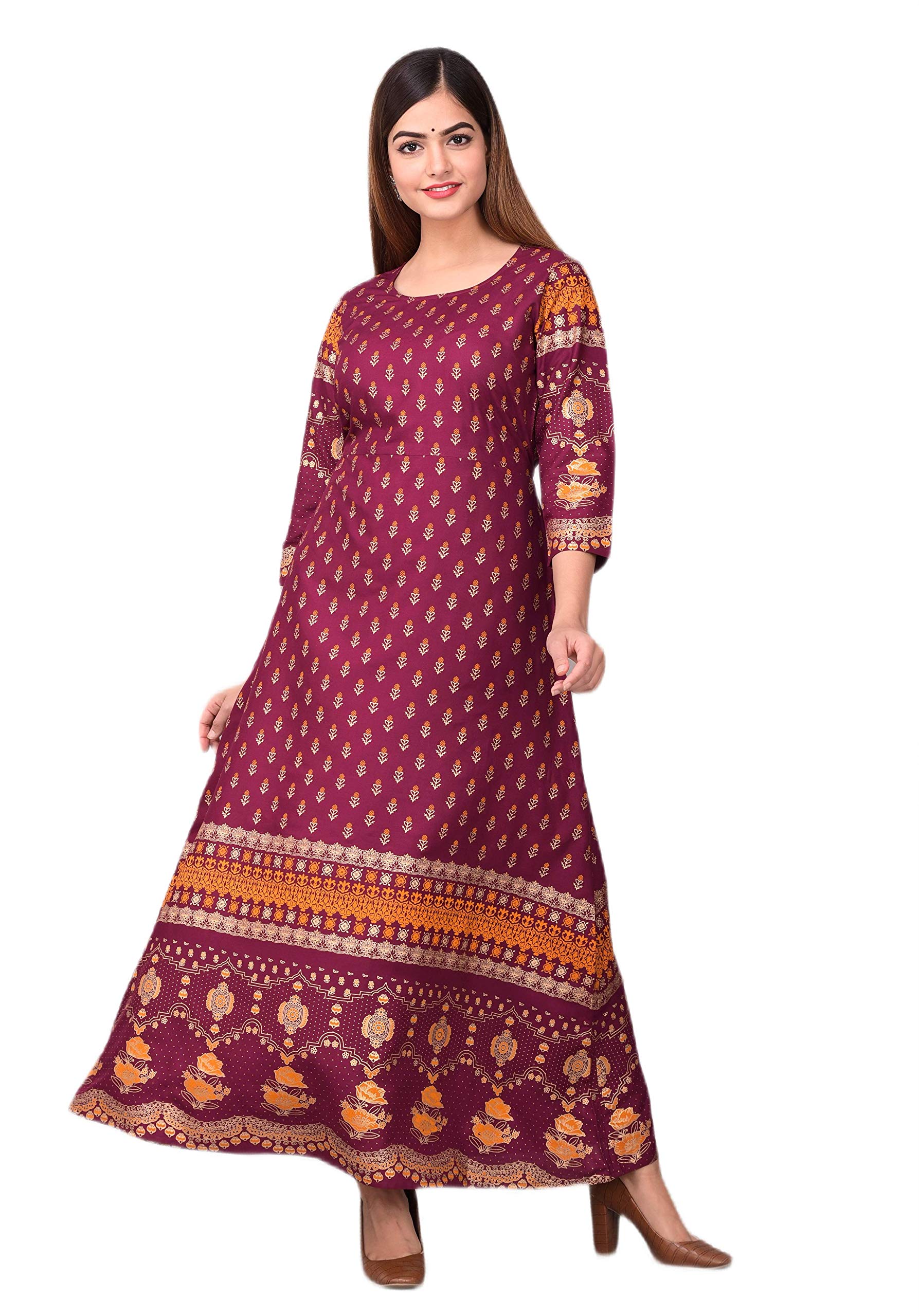 Royansh Women's Printed Rayon Anarkali Kurta