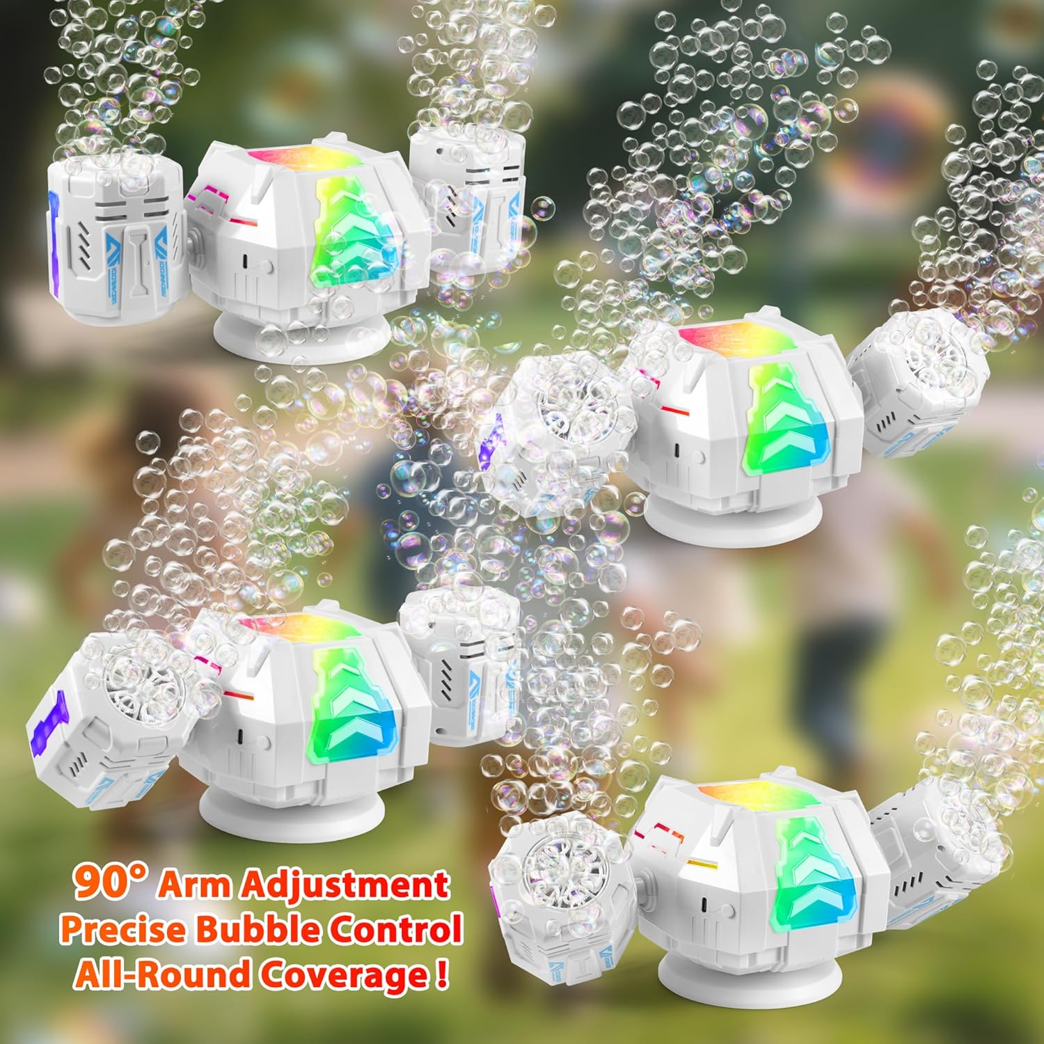 2026 RC Bubble Machine with RGB Lights, 360° Auto Rotation Bubbles Toy, Rechargeable Battery, Bubble Blower Maker for Kids, Parties, Birthday Gift, Weddings, Indoor Outdoor Activity, 30k+ Bubbles/Min