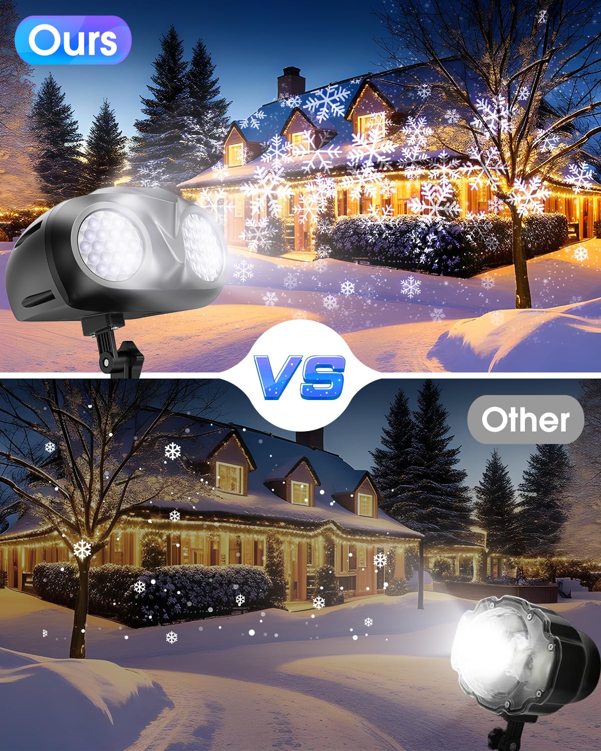 Weihnachts-Schneeflocken-Projektor HD-Lichter für den Außenbereich, Doppelkopf-Schneefall-LED-Lichter mit Fernbedienung, IP65 wasserdicht, für Halloween, Weihnachten, Neujahr, Urlaub