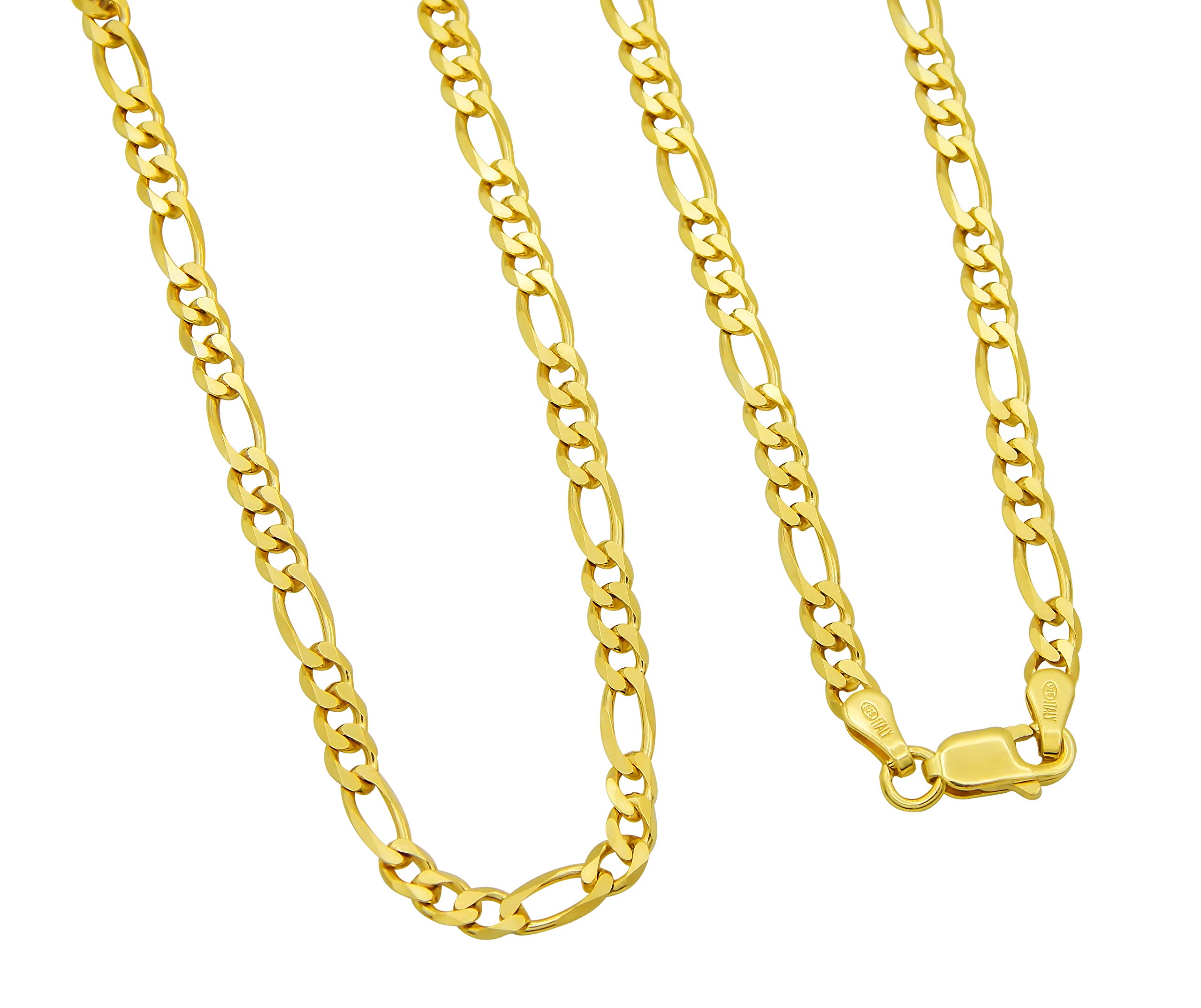 Figarokette 925 Sterling Silber vergoldet 3,5mm breit Länge wählbar 45 50 55 60 cm Silberkette Halskette Gold Kette Damen