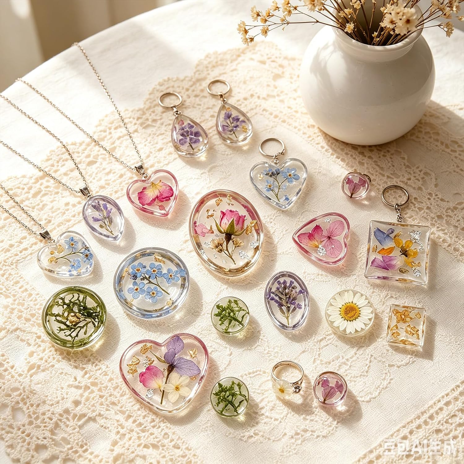 30Pcs Metal Pendants with 1Pcs Silicone Mold for DIY Jewelry