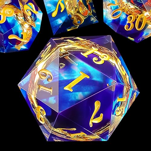 DND - Juego de dados DND de resina de 7 piezas, borde afilado con ojo de dragón animado impulsado por la gravedad, dados poliédricos para juegos de DND - Juego de dados DND de resina de 7 piezas, borde afilado con ojo de dragón animado impulsado por la gravedad, dados poliédricos para juegos de