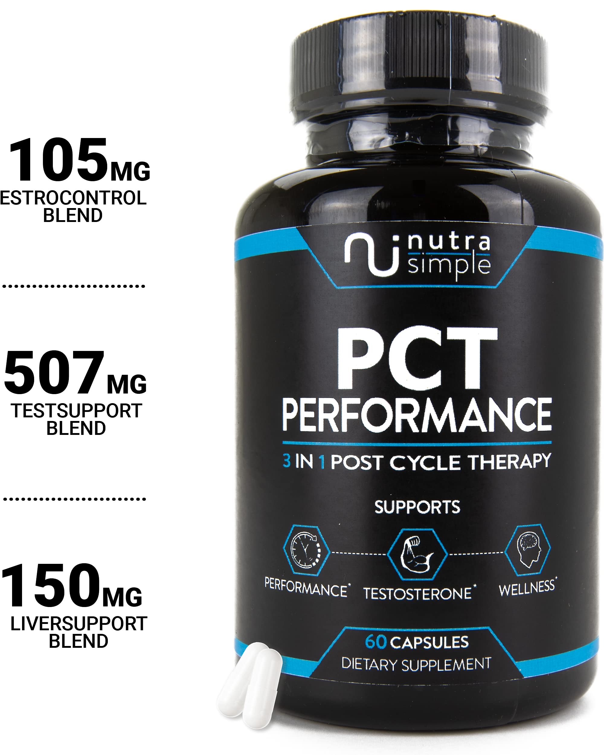 PCT Supplement for Men, Testosterone Support & Estrogen Blocker, 60ct — Amazon image 3