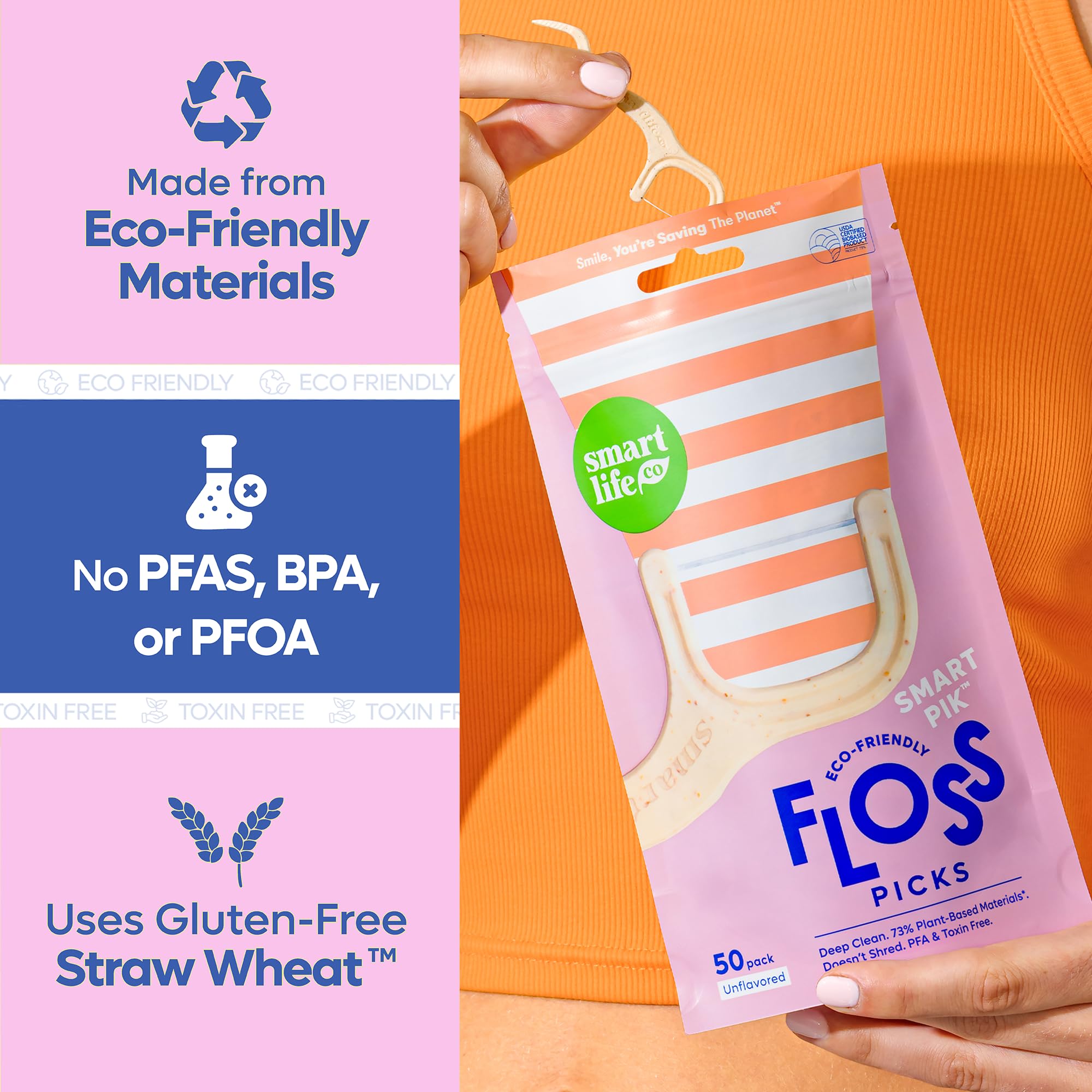 Palillos de hilo dental sin sabor, hilo dental biodegradable sin plástico para adultos y niños, hilo fino sin flúor, palillo de dientes sin residuos, suave en las encías y los dientes, respetuoso con