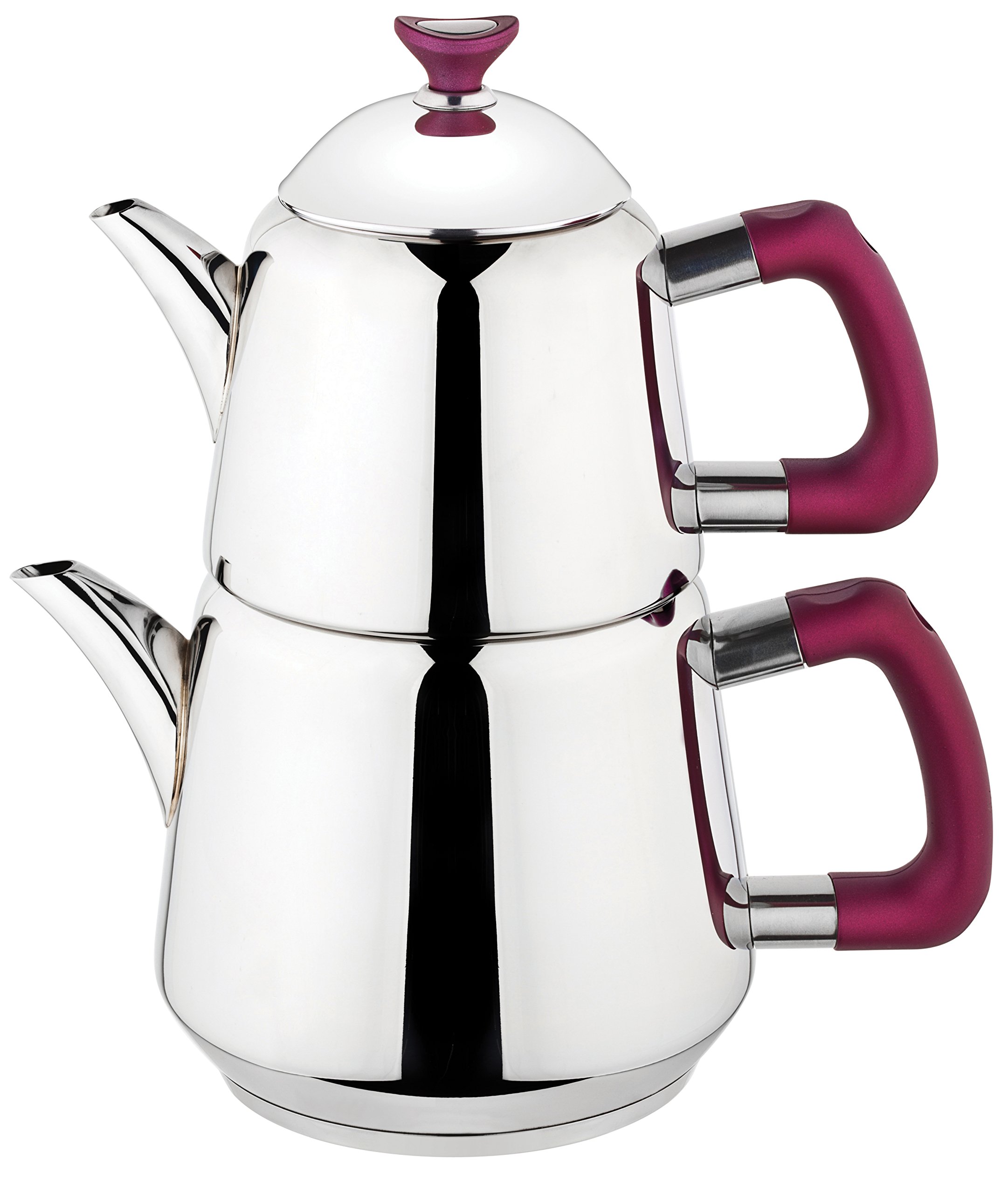 KAHRAMANLARTurkish Tea Pot 18/10 Stainless Steel Double Tea pot Samovar (Kubbe)