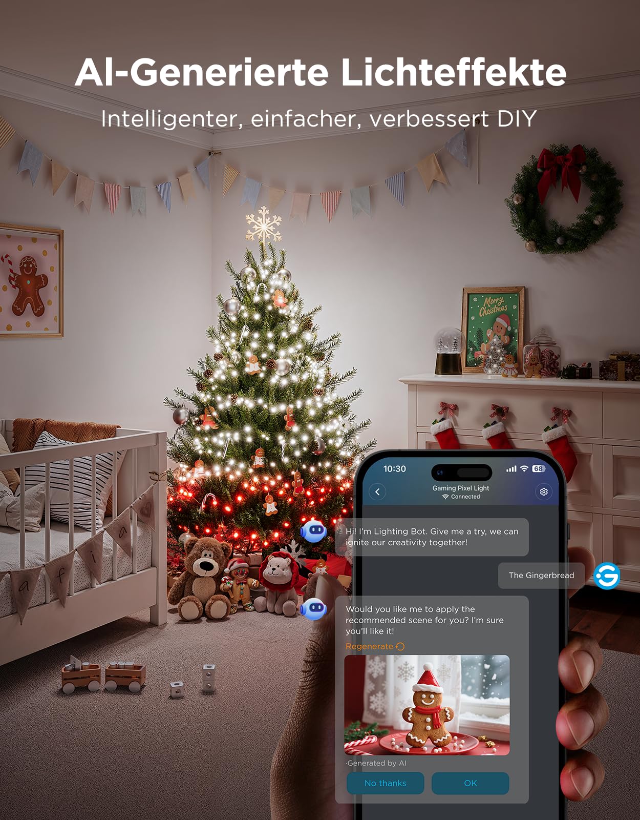 Govee Christmas Sparkle String Lights, Weihnachten Lichterkette für Innenräume, 20M RGBWIC-Leuchten mit 250 LEDs, 140+ Dynamische Szenenmodi für Weihnachtsdekorationen, APP-Steuerung mit Alexa