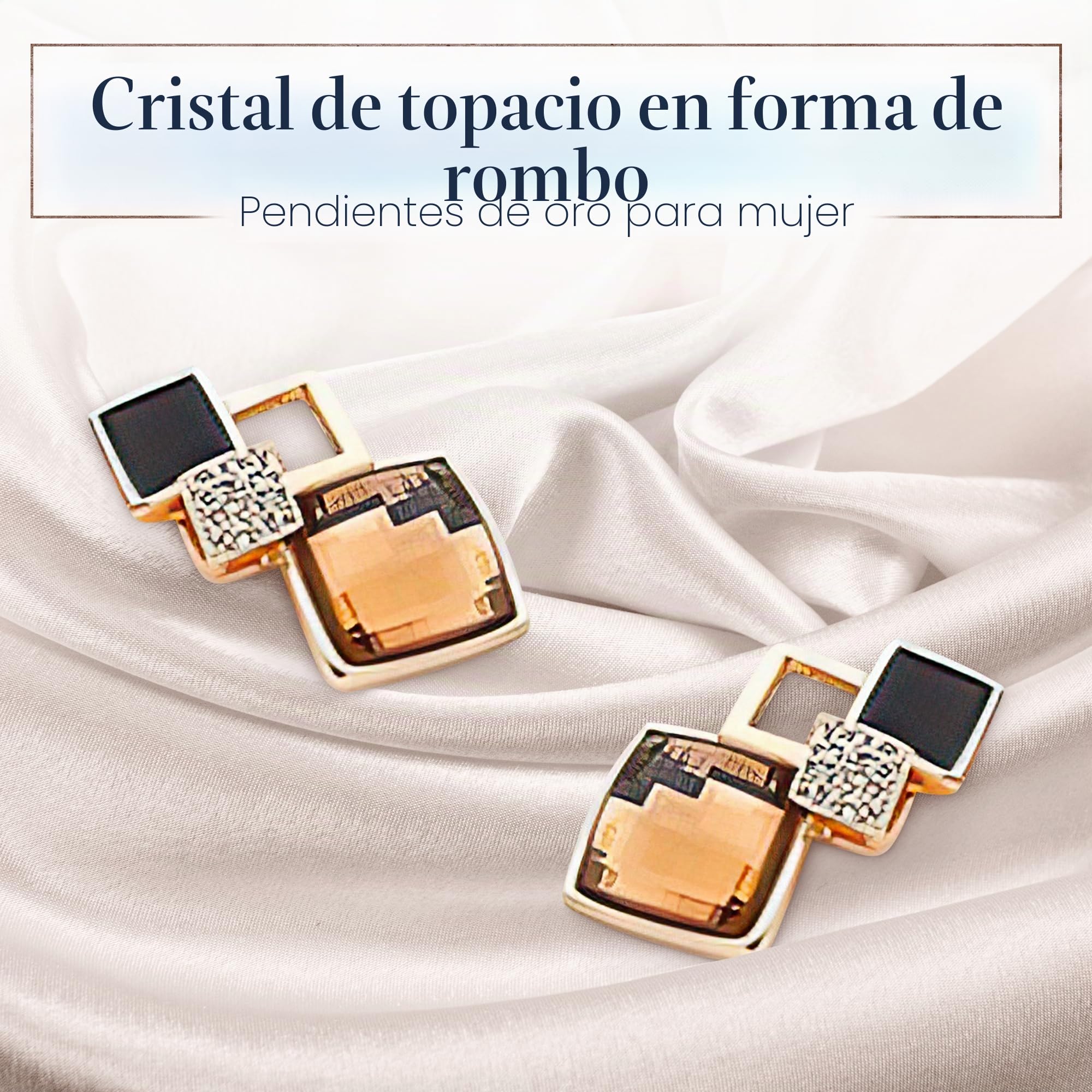 Crystalline Azuria Mujer 18ct Chapado en Oro Cristales Marrón Topacio simulado Rombo Retro Pendientes para Mujer y Niña