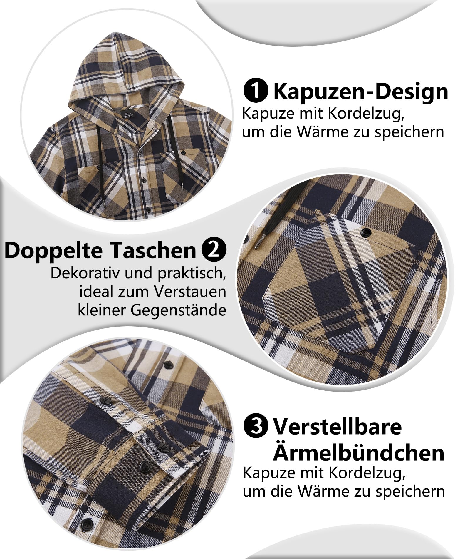 SwissWell Camicia Uomo Flanella Camicia Quadri con Cappuccio Uomo Manica Lunga Casual Felpe