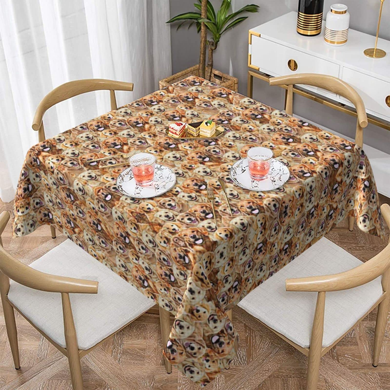 Lawenp Labrador Retriever Dogs Square Wrinkle-Free Table Cloth Cover Table Decorative for Wedding Dinning Party Banquet Tabletop