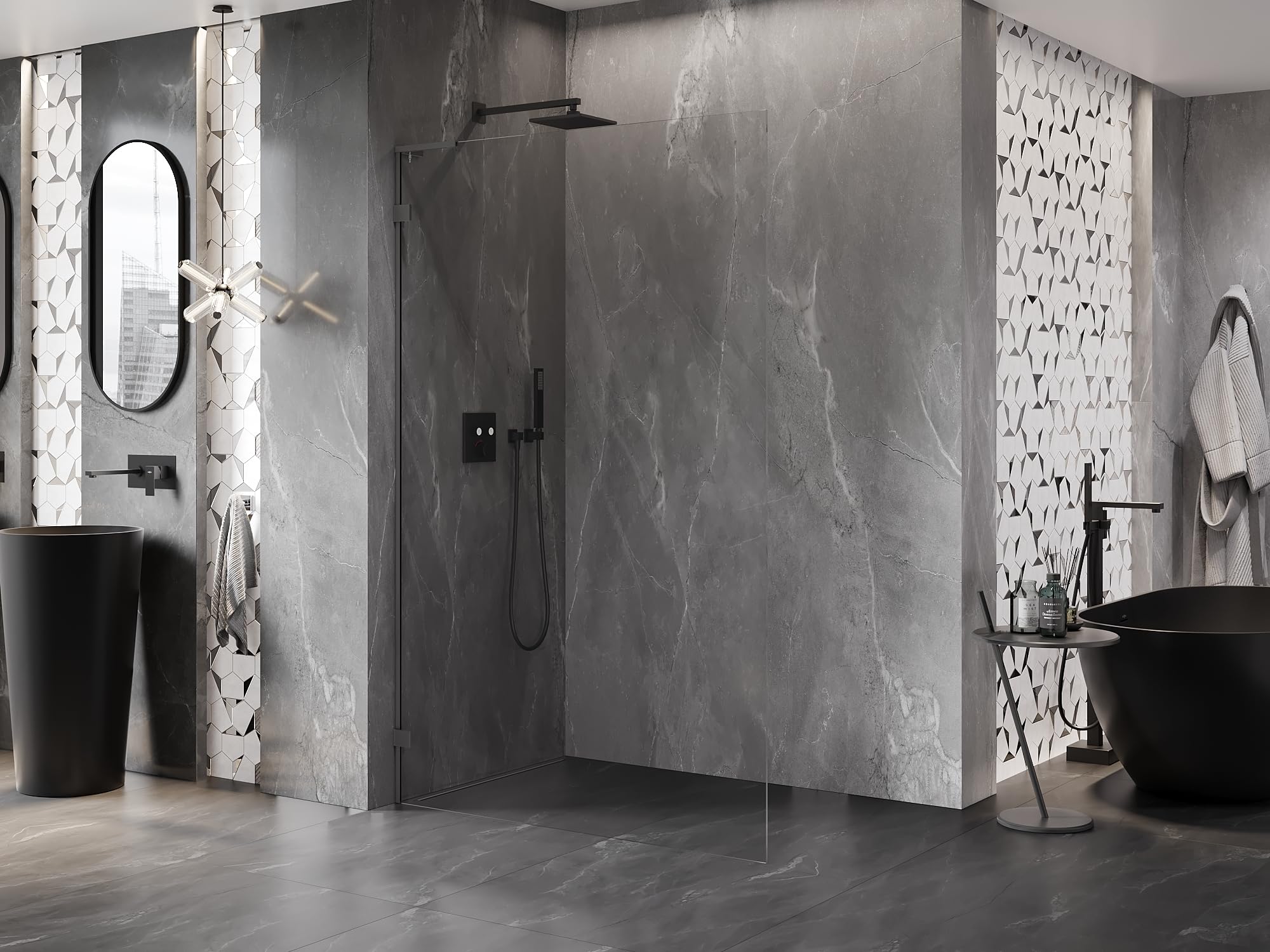 Mexen Lunar L Parete Doccia Walk-in Sinistra 70x200 cm Trasparente 8mm Gun Metal