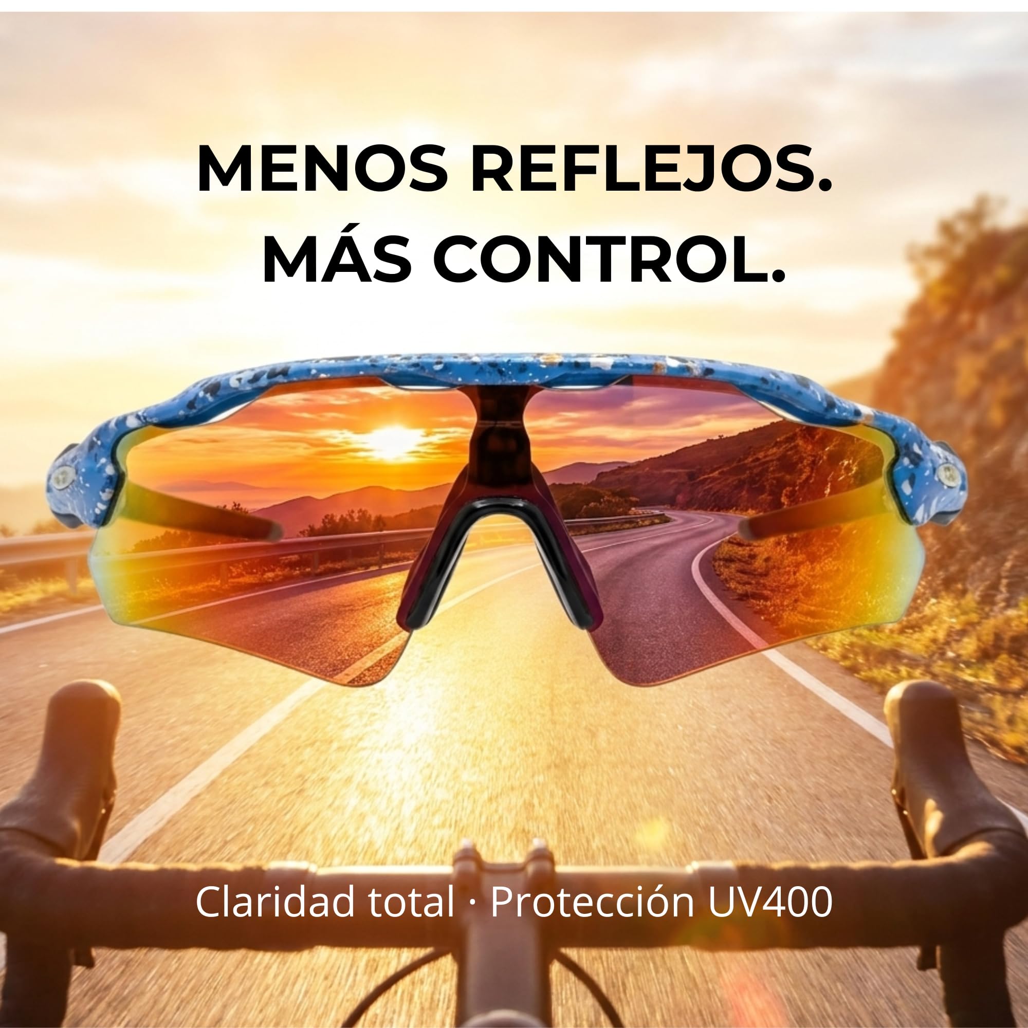 Gafas de Ciclismo Polarizadas Hombre y Mujer UV400 | Gafas Polarizadas Deportivas MTB Running Gravel con Lentes HD Antirreflejos | Gafas Deportivas Ultraligeras para Bicicleta Carretera y Montaña