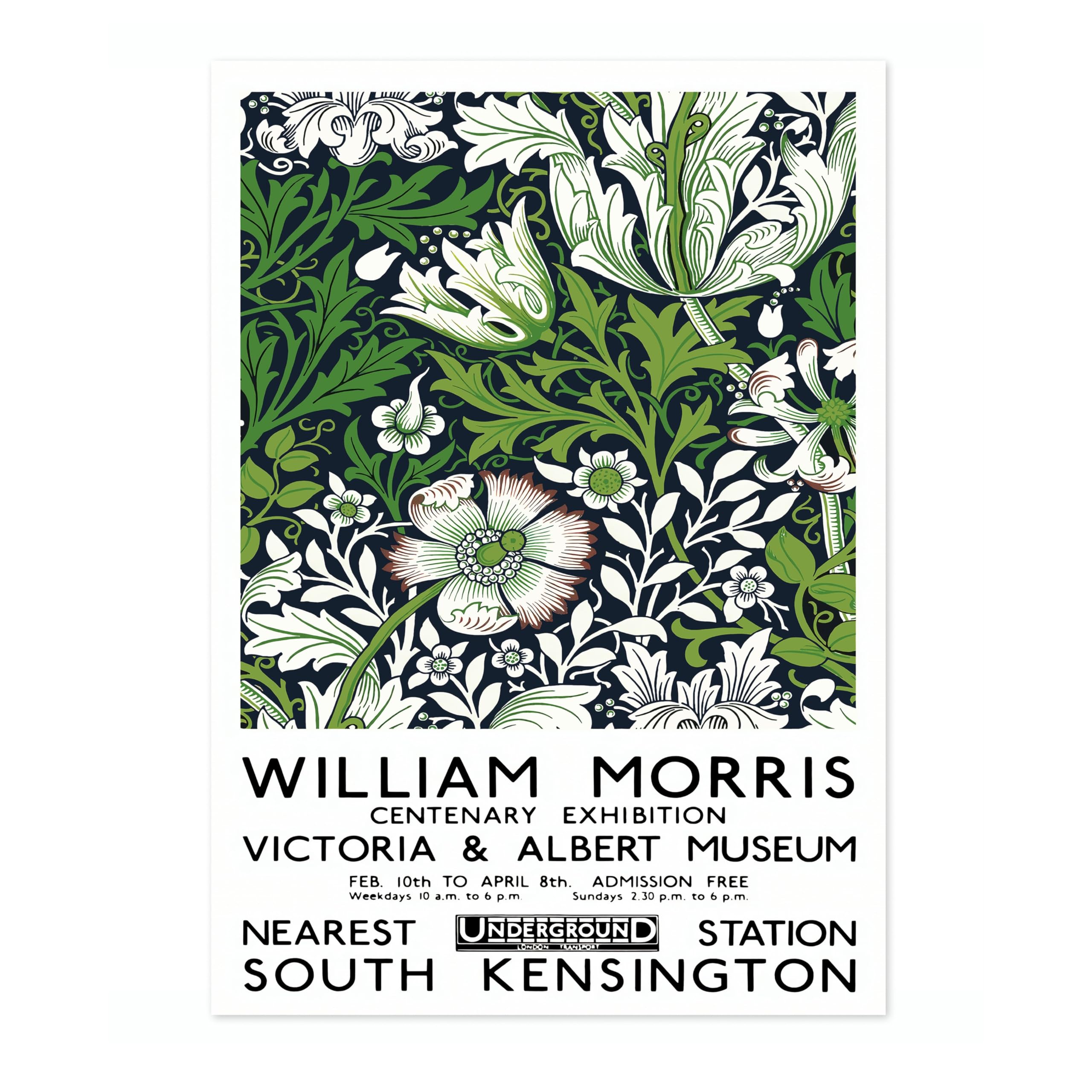 Animato William Morris Centenary Exhibition, London Picture, Botanical Flower Poster, Fruit Floral Pattern Print, Nature Home Decor, Archival Matte, A2 (Print Only) - 59.4x42cm โ image 1