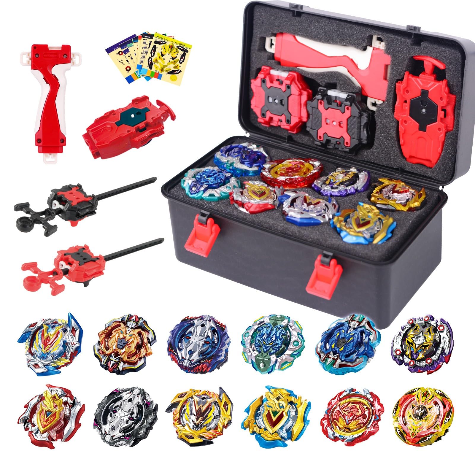 AIBREAY Burst Battling Tops Set, 12 Spinning Tops, 3 Launchers,1 Grip