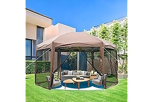 XL 13x13ft Pop-Up Hexagonal Gazebo Screened Canopy for Patios