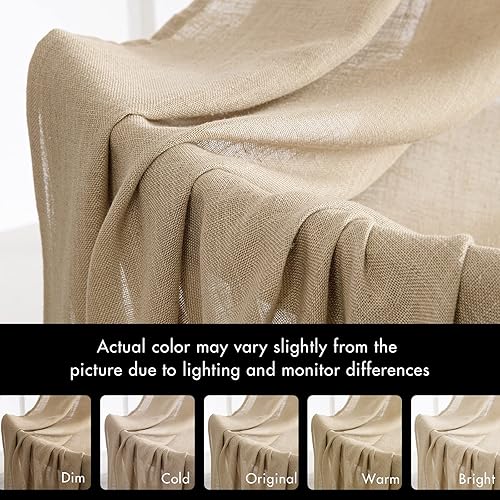 Miniatura 6 de MIULEE Cortinas de café de 30 pulgadas de largo, cortinas cortas semitransparentes para ventana de cocina sobre el fregadero, cortinas de lino