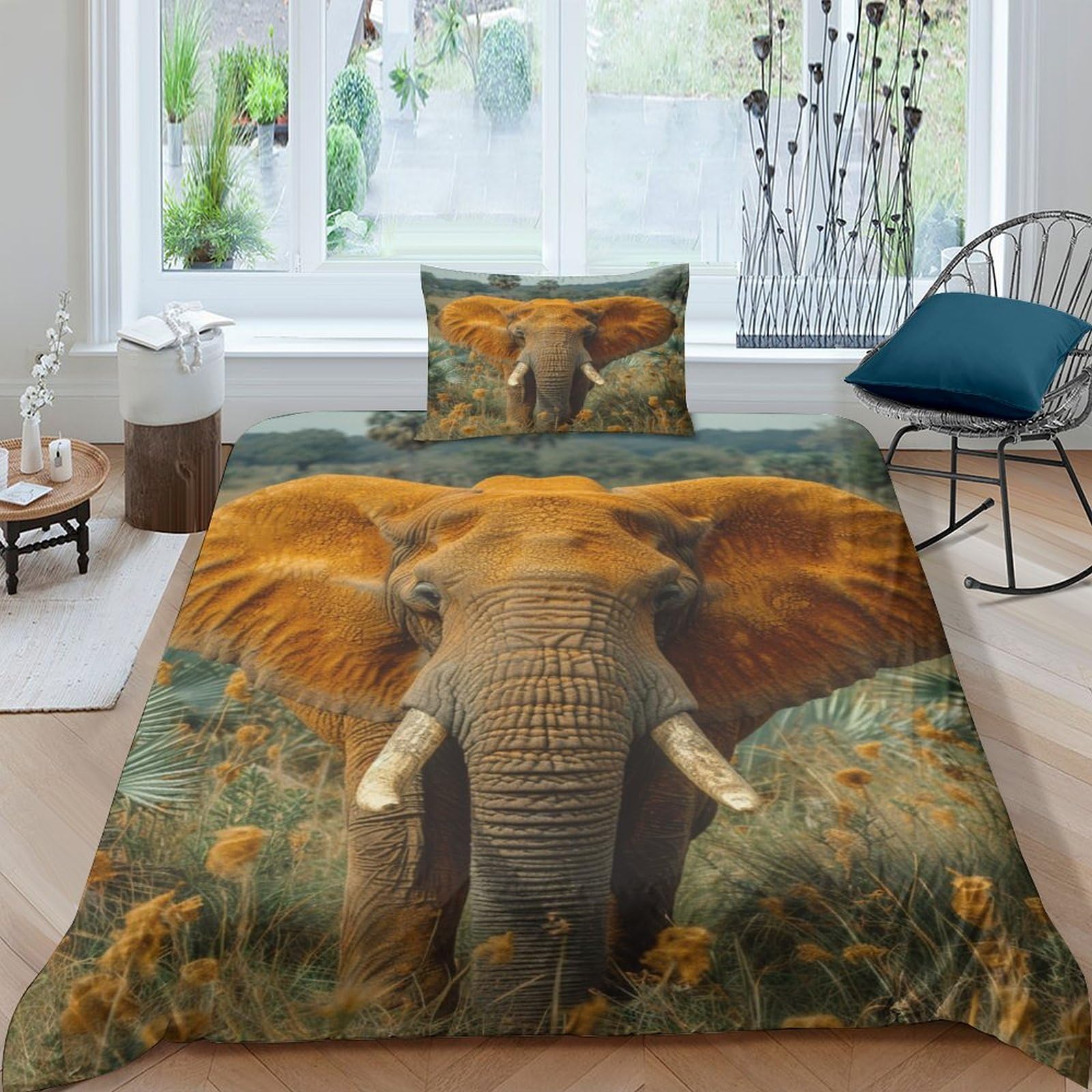 Ensemble de literie éléphant design 3D finition haut de gamme 135x200cm