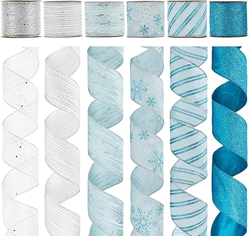 Miniatura 12 de HUIHUANG Cinta de Navidad con Alambre de 2.5 pulgadas, cinta de oro rosa para árbol de Navidad, cintas rosa pink para envolver regalos, decoraciones