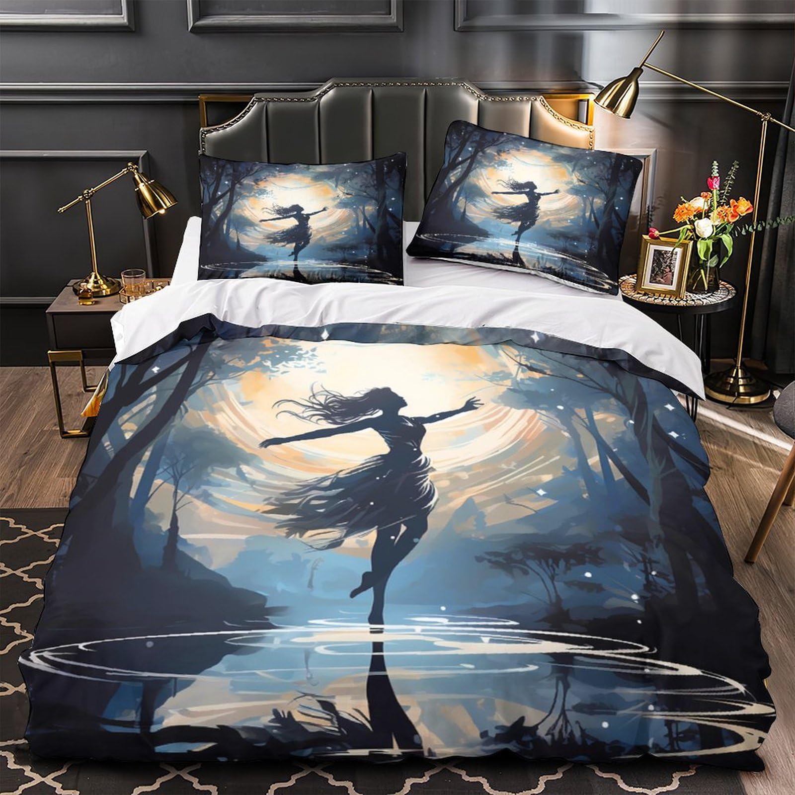 Parure de lit animaux de la forêt 3D avec housse de couette 200x200cm pour lit double enfant